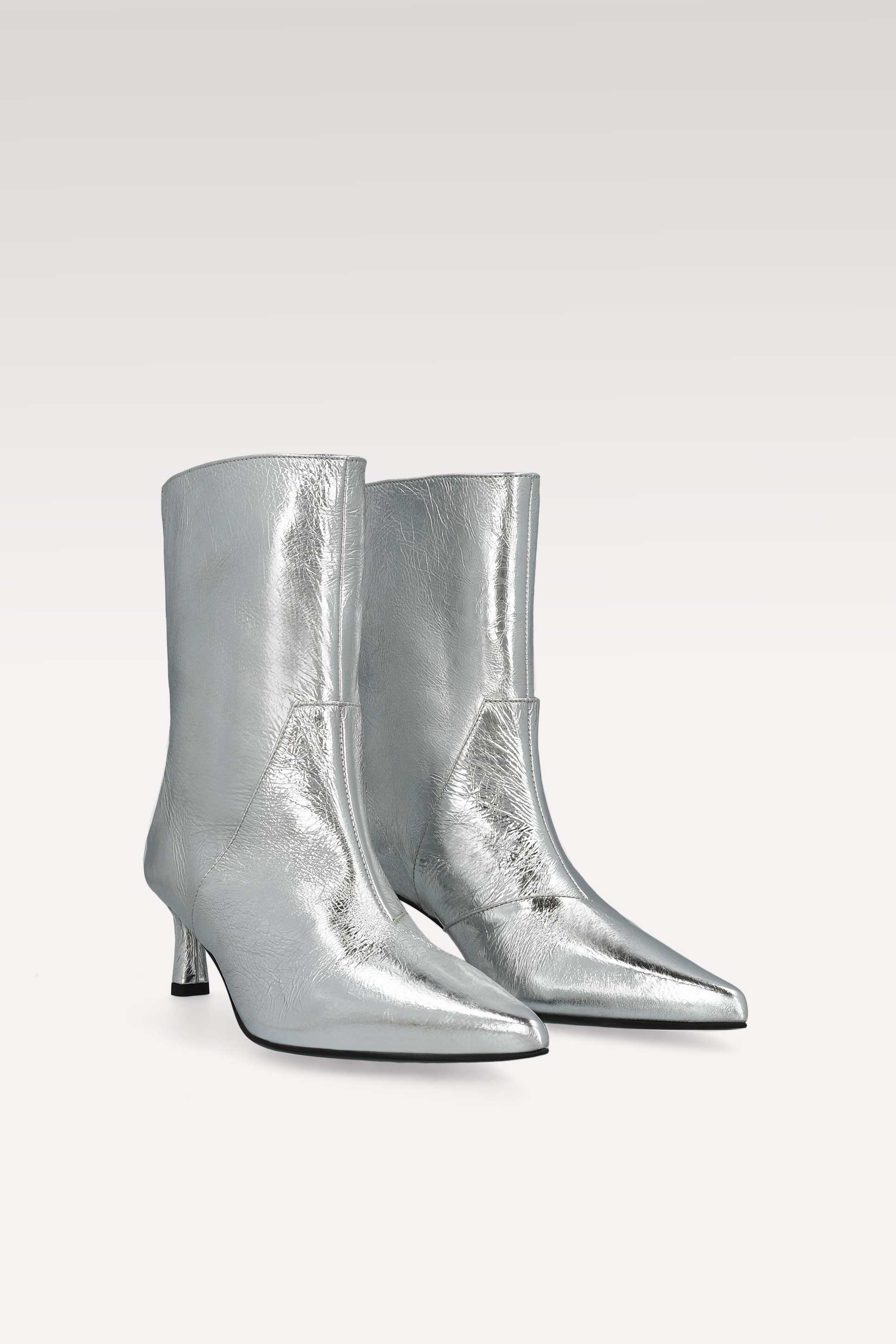 STIVALETTI IN PELLE RUGOSA METALLIZZATA ARGENTO ODETTE