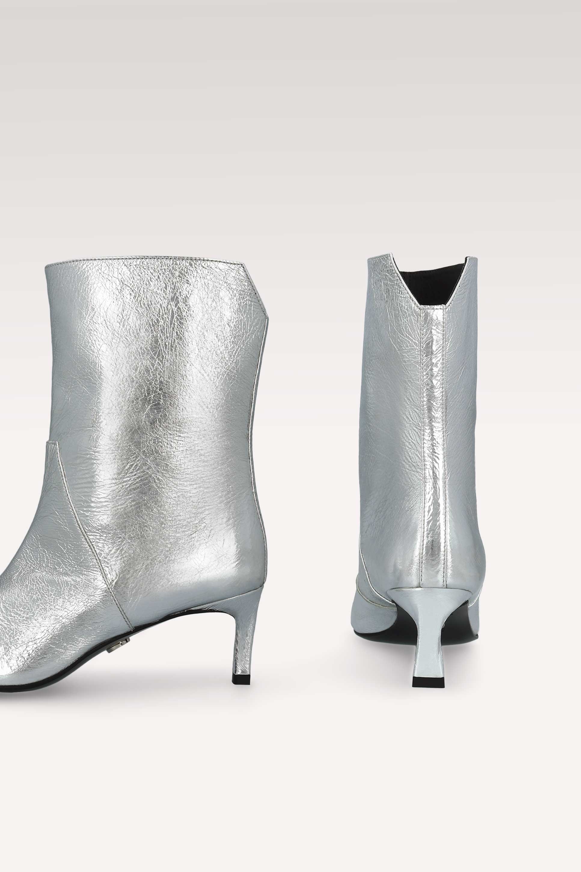 STIVALETTI IN PELLE RUGOSA METALLIZZATA ARGENTO ODETTE