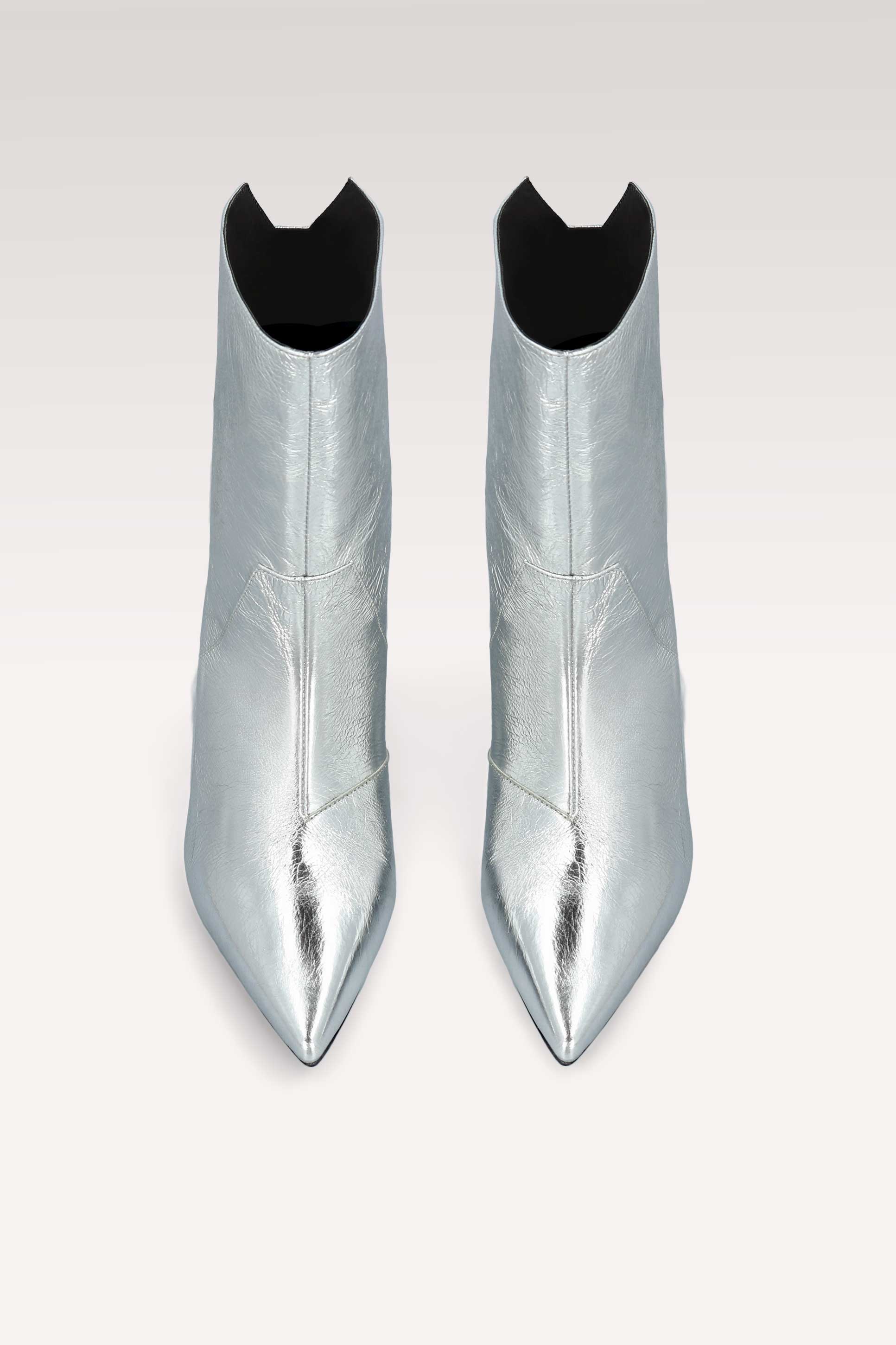 STIVALETTI IN PELLE RUGOSA METALLIZZATA ARGENTO ODETTE