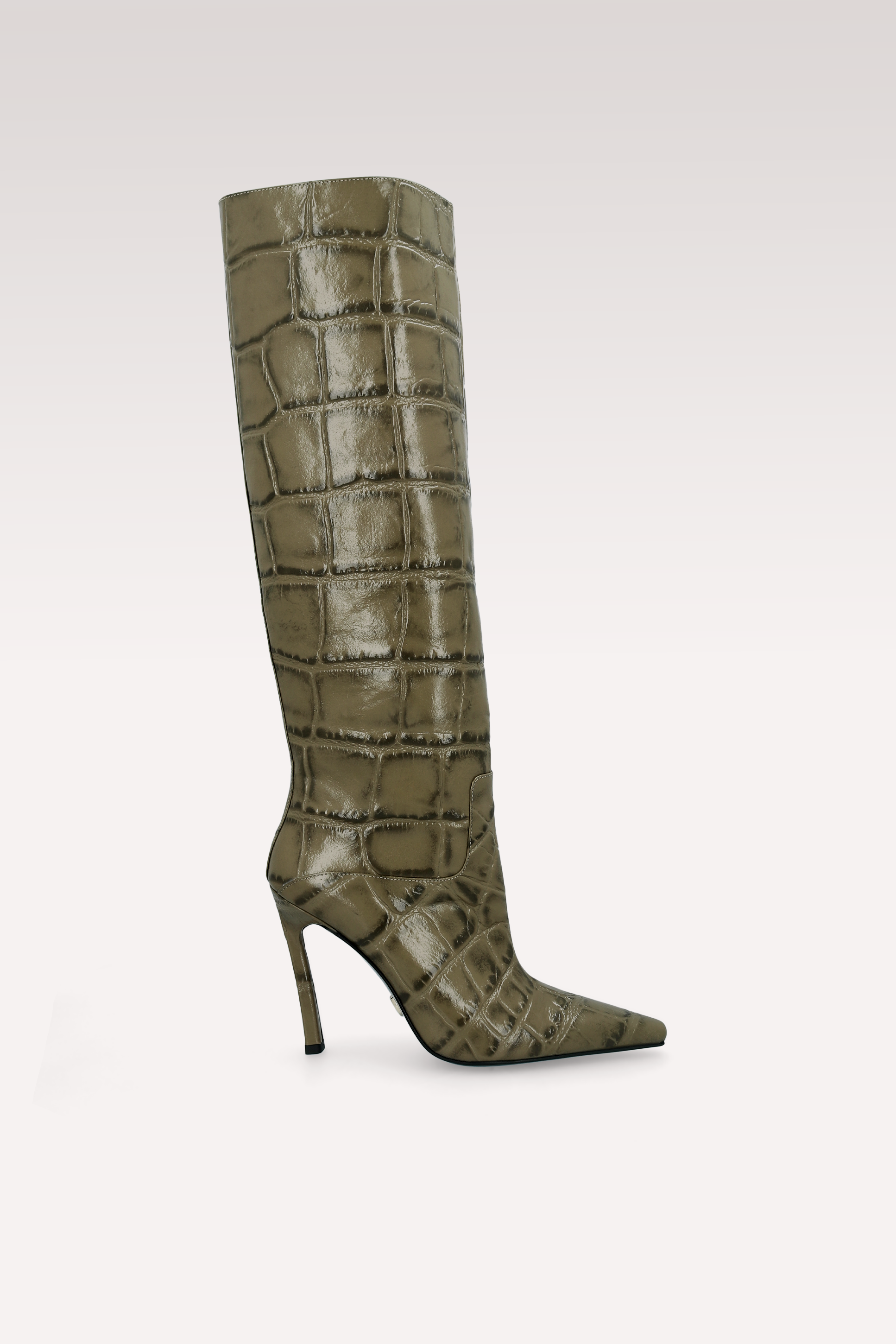 STIVALI NATALIE OLIVE IN PELLE STAMPATA COCCO