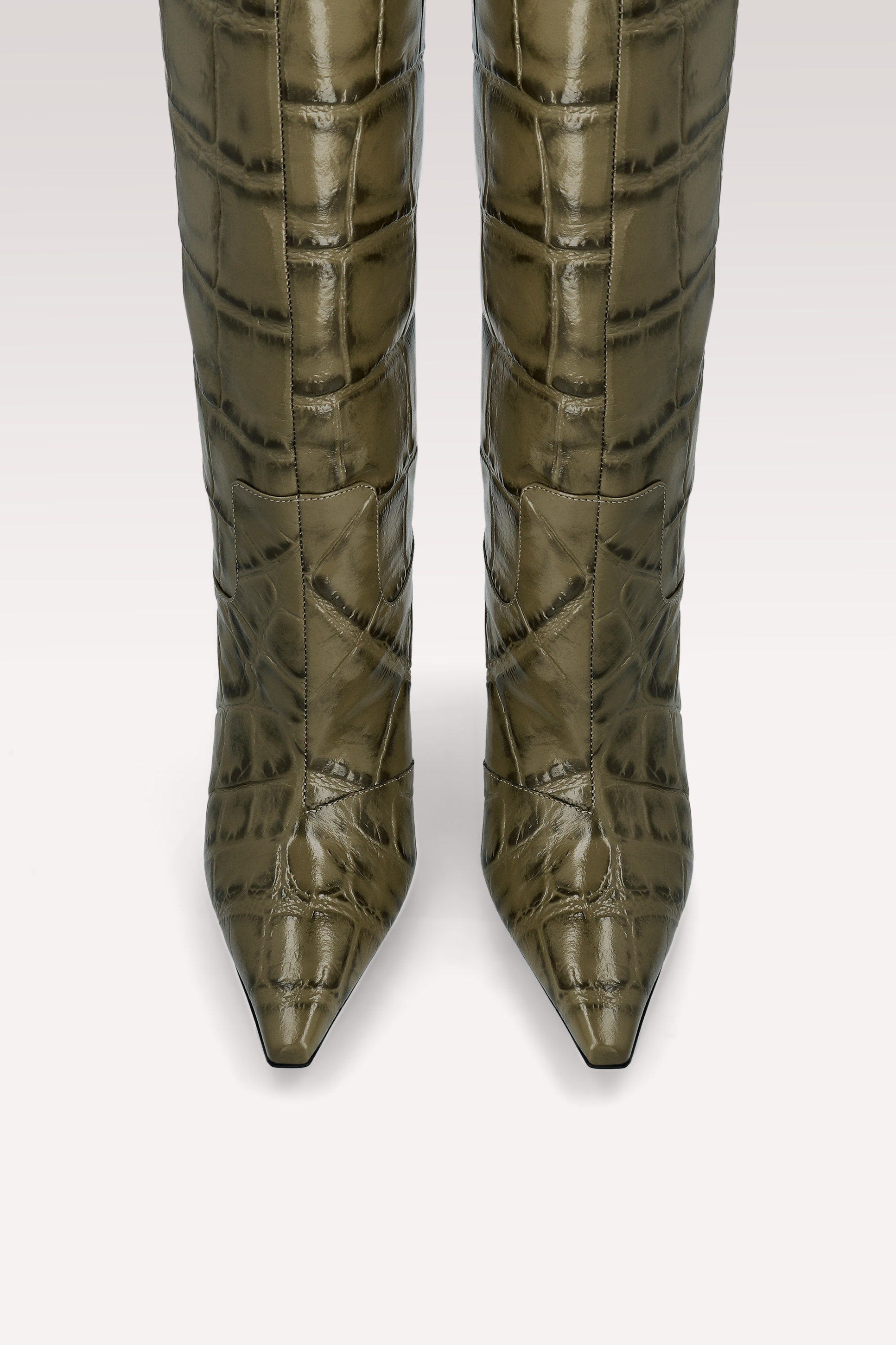 STIVALI NATALIE OLIVE IN PELLE STAMPATA COCCO