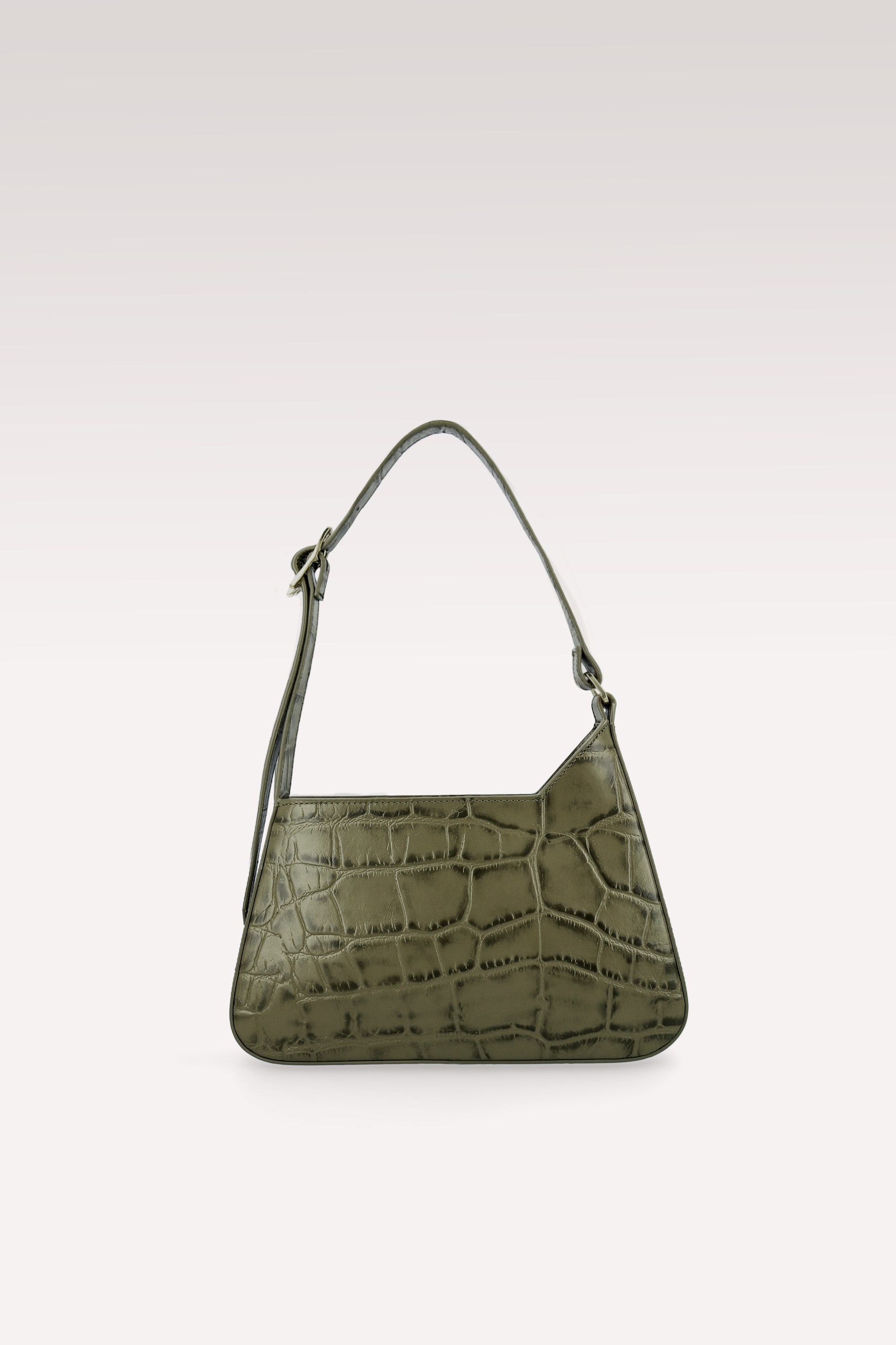 DALIA OLIVE COCCO EMBOSSED LEATHER SHOULDER BAG
