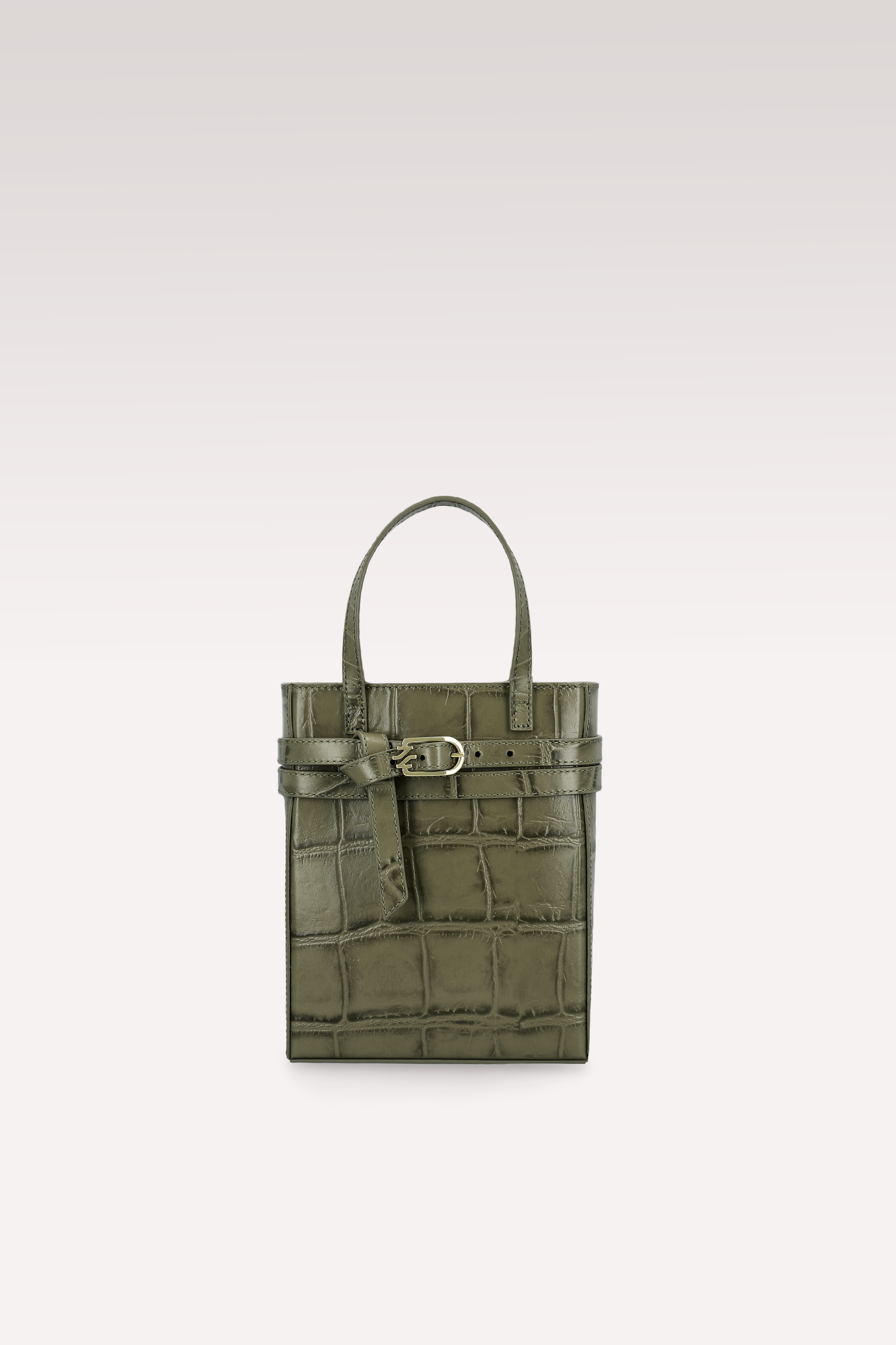 BORSA A TRACOLLA IN PELLE STAMPATA COCCO CARRIE OLIVE