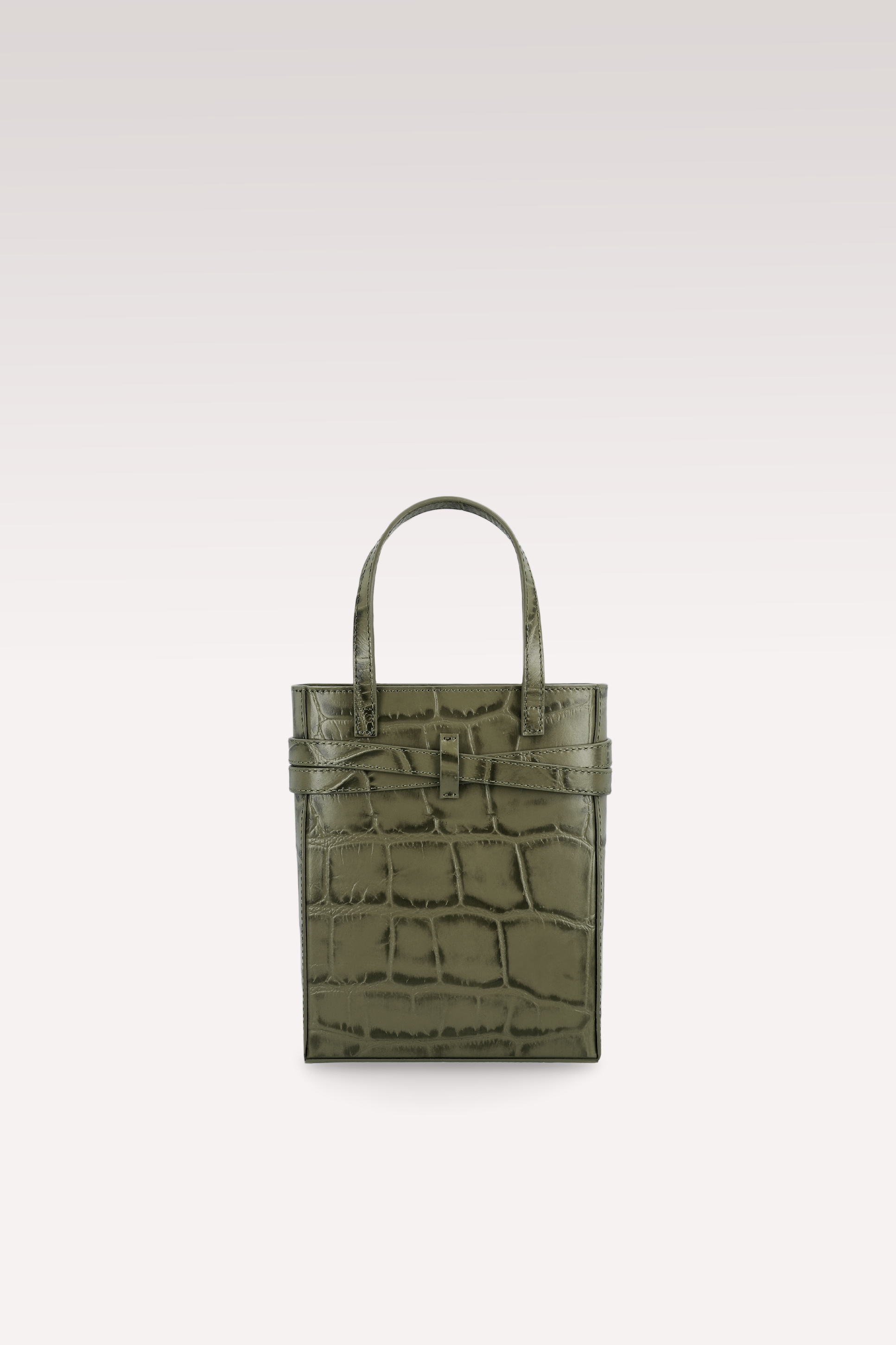 BORSA A TRACOLLA IN PELLE STAMPATA COCCO CARRIE OLIVE