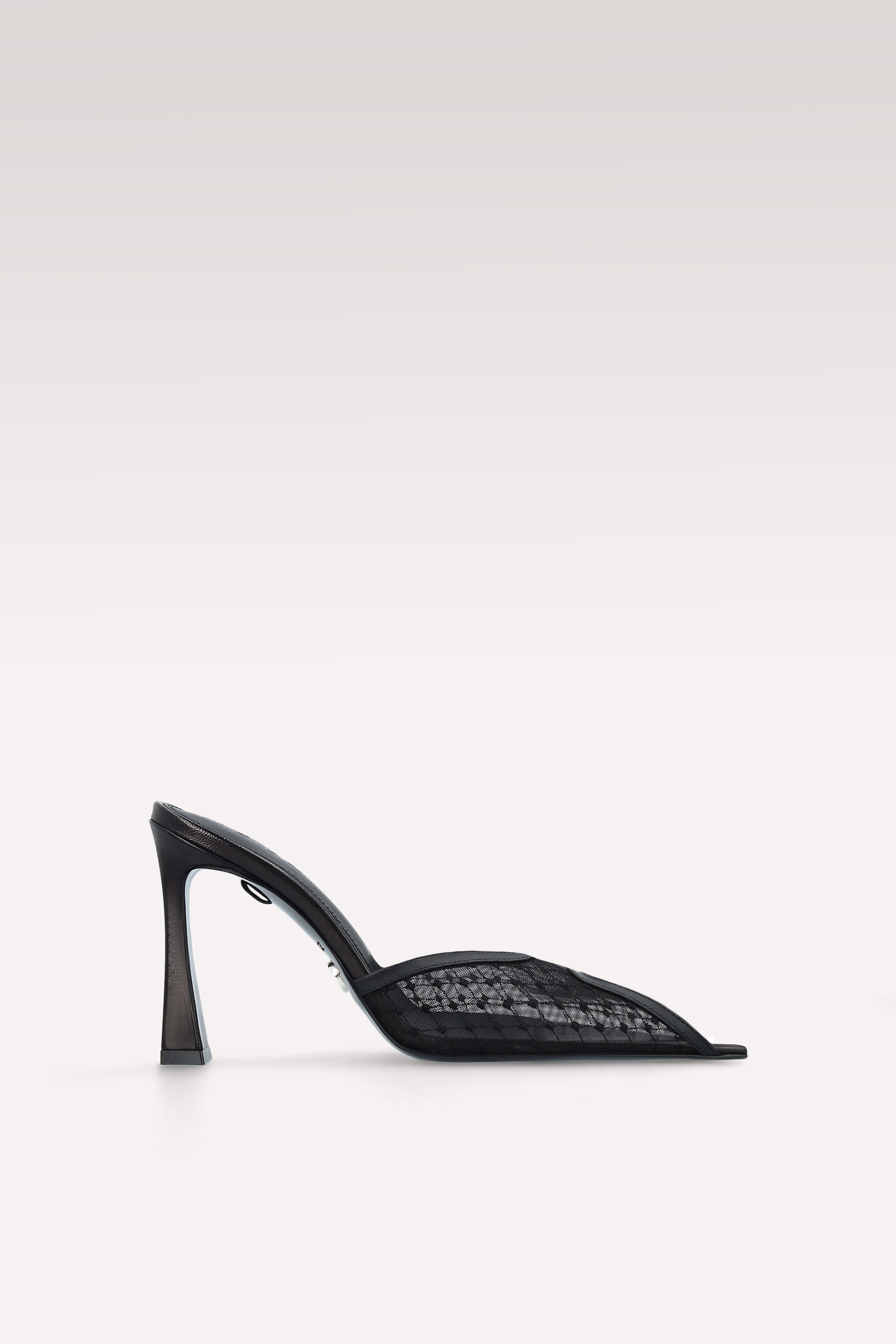 VELLORA BLACK LEATHER AND MESH MULES