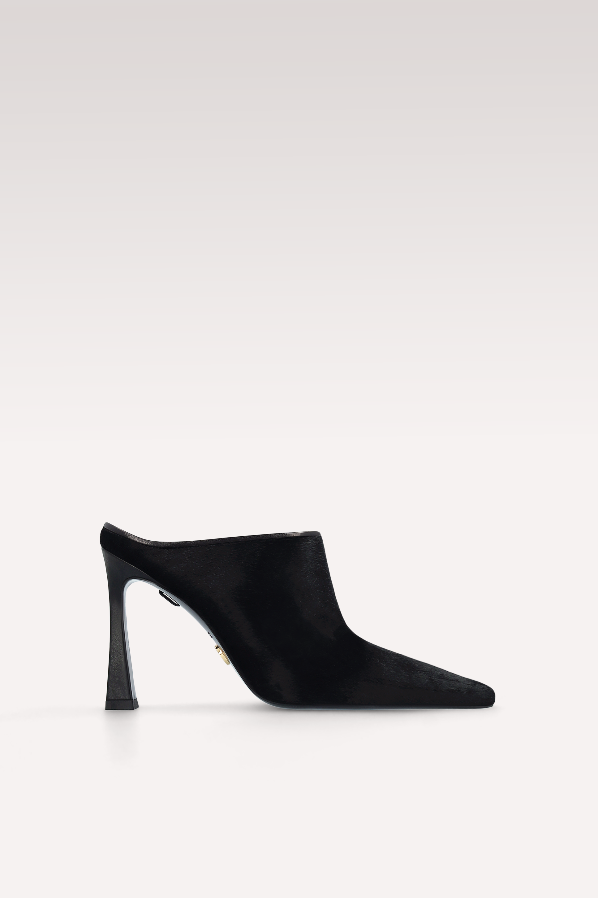 VALE BLACK CALF HAIR LEATHER MULES
