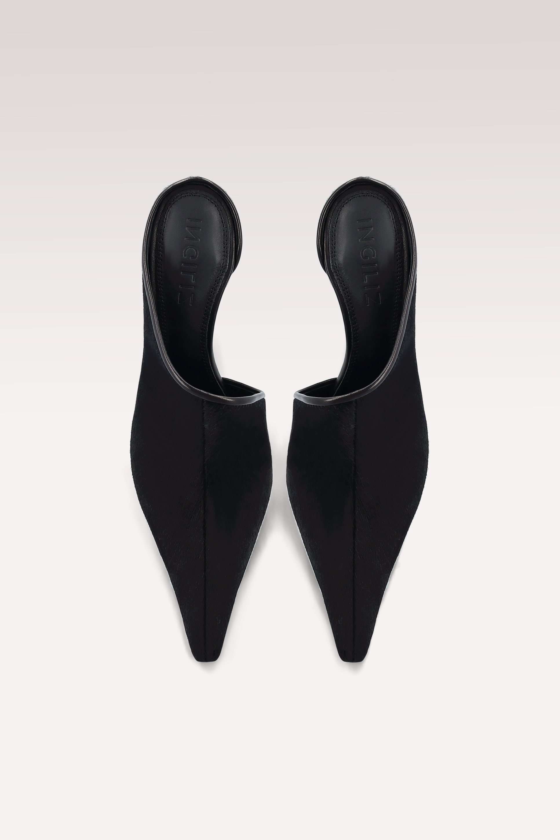 VALE BLACK CALF HAIR LEATHER MULES