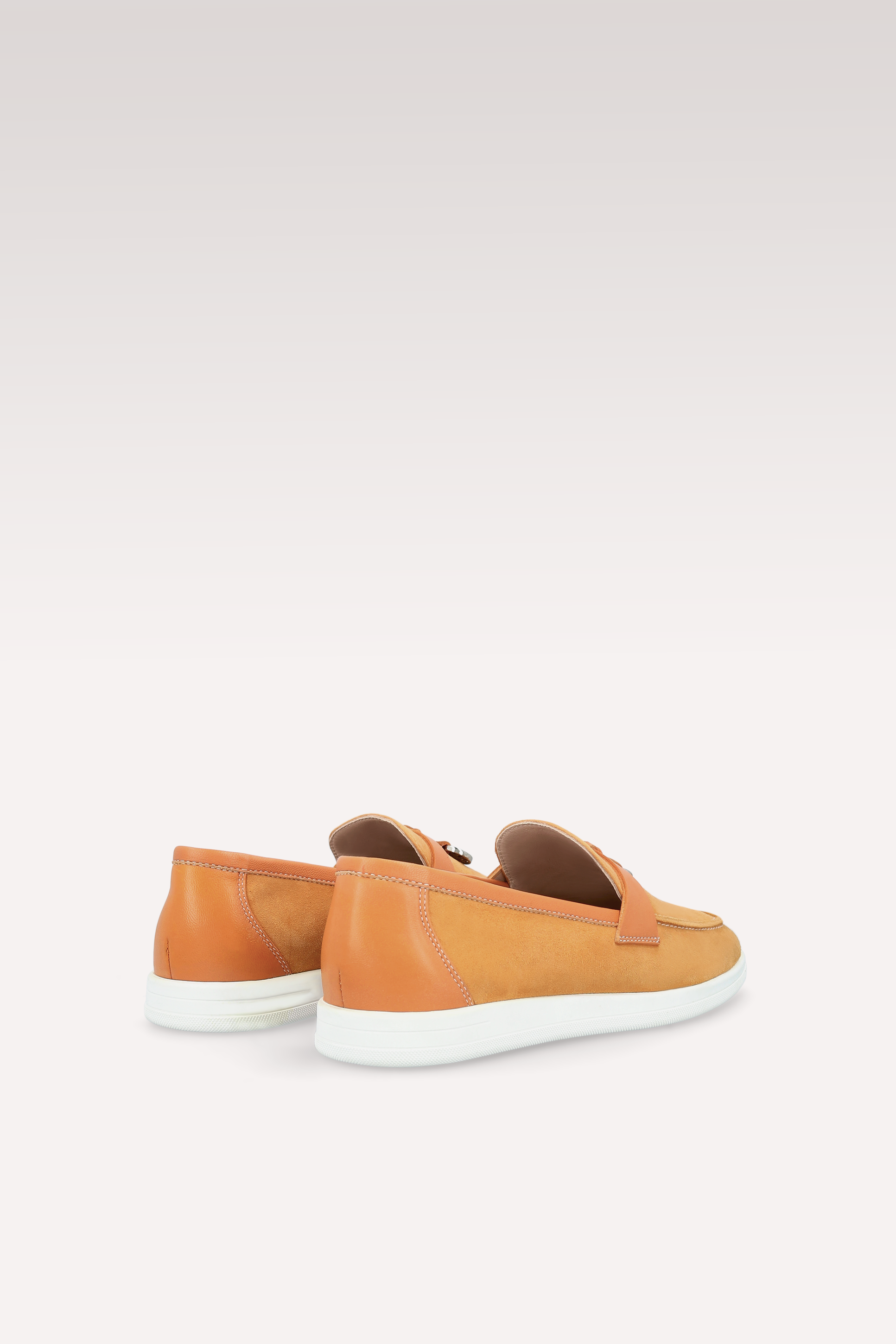 PRIVE ORANGE SUEDE AND LEATHER LOAFERS