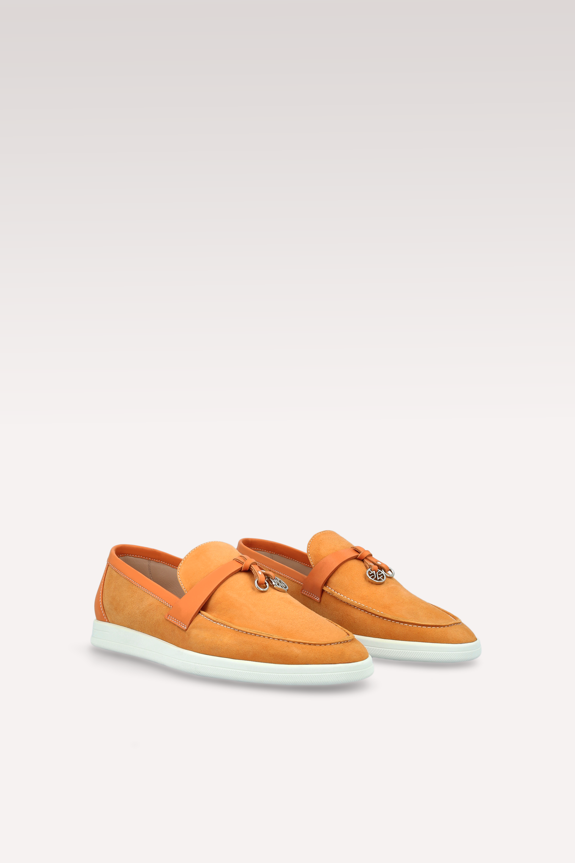 MOCASSINI PRIVE IN SUEDE E PELLE ARANCIONE