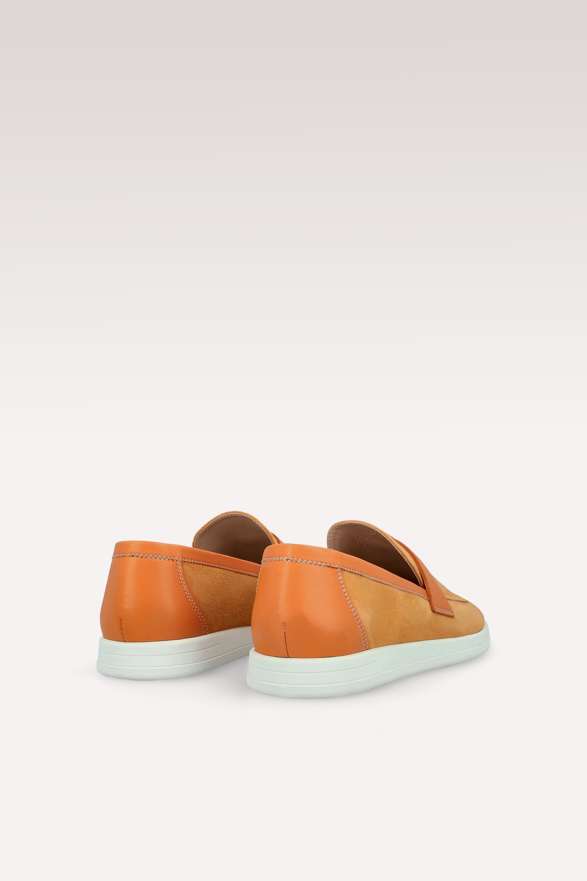 MOCASSINI PRIVE IN SUEDE E PELLE ARANCIONE