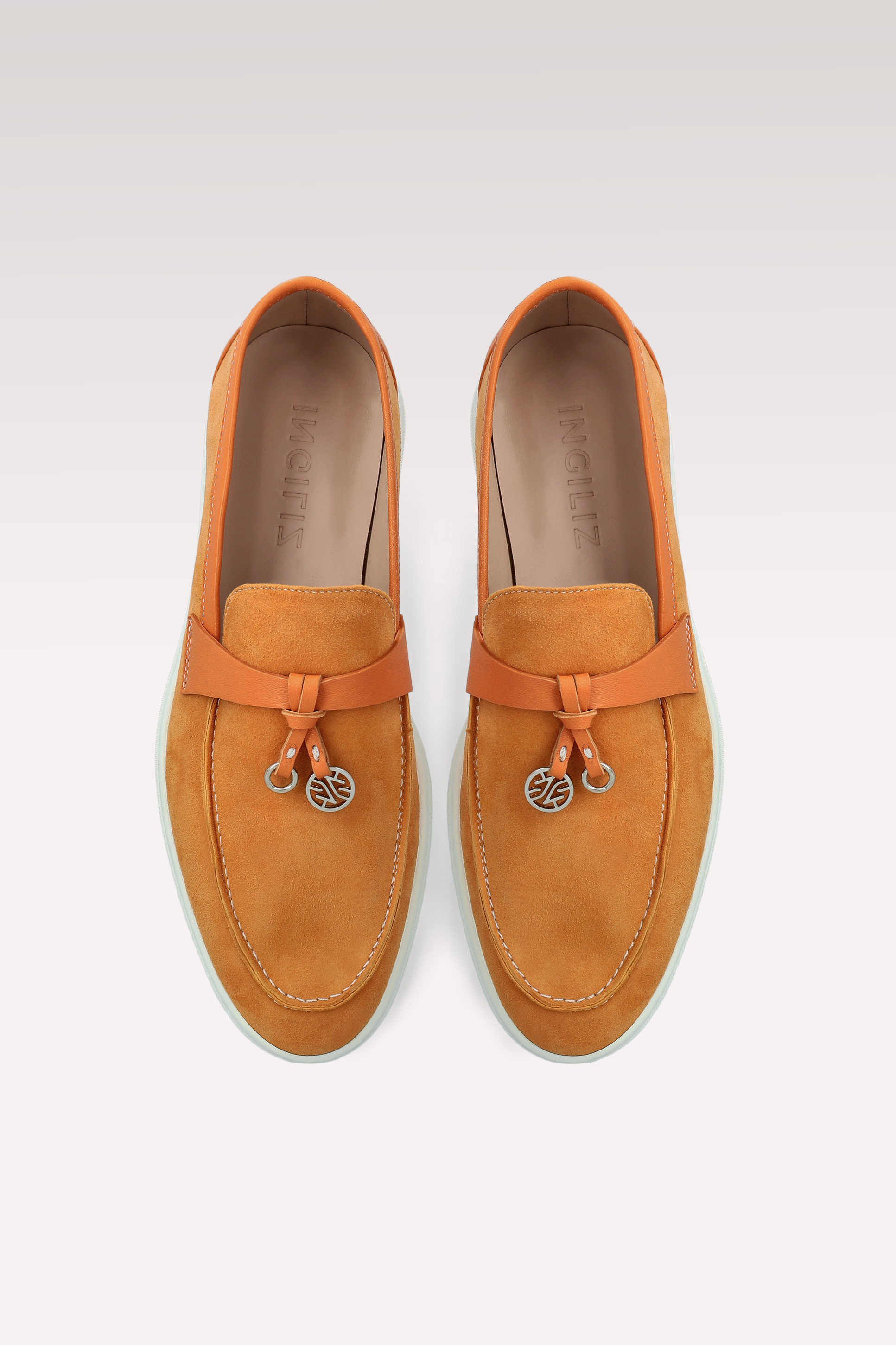 MOCASSINI PRIVE IN SUEDE E PELLE ARANCIONE