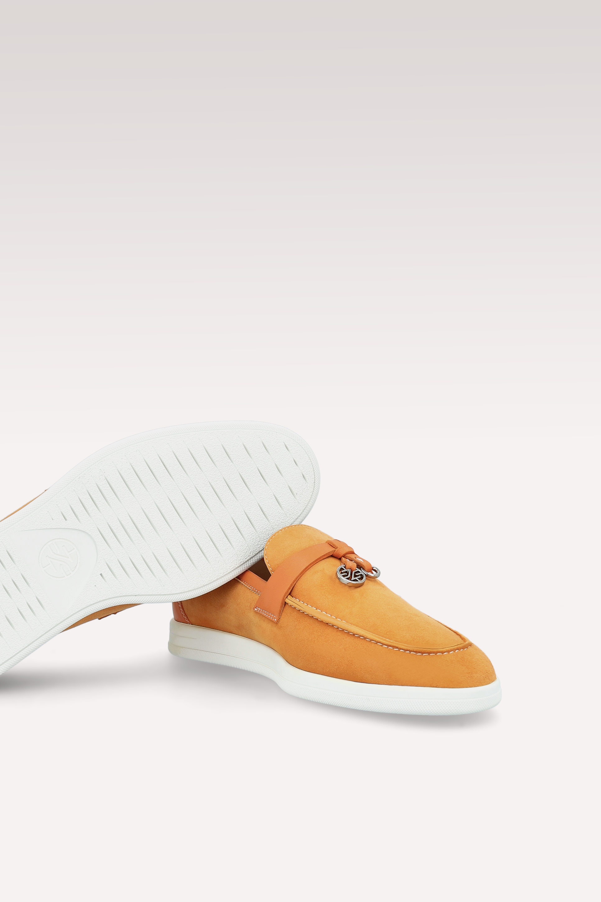 PRIVE ORANGE SUEDE AND LEATHER LOAFERS