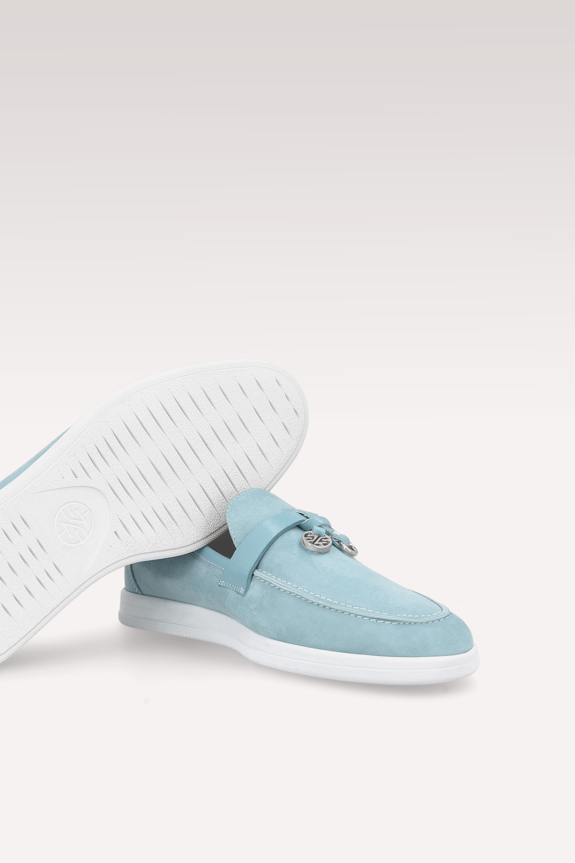 PRIVE SKY BLUE SUEDE AND LEATHER LOAFERS