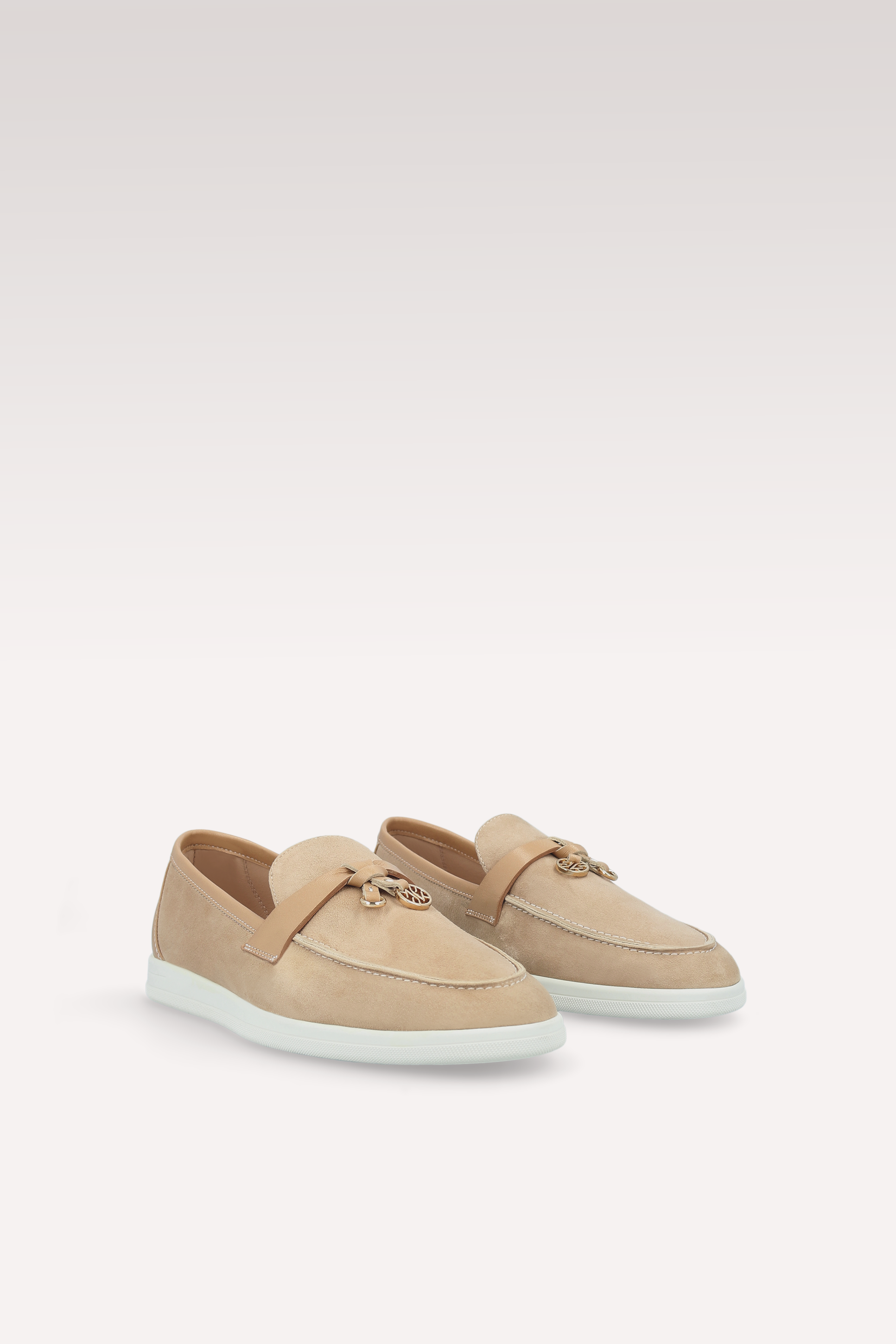 PRIVE NUDE SUEDE AND LEATHER LOAFERS