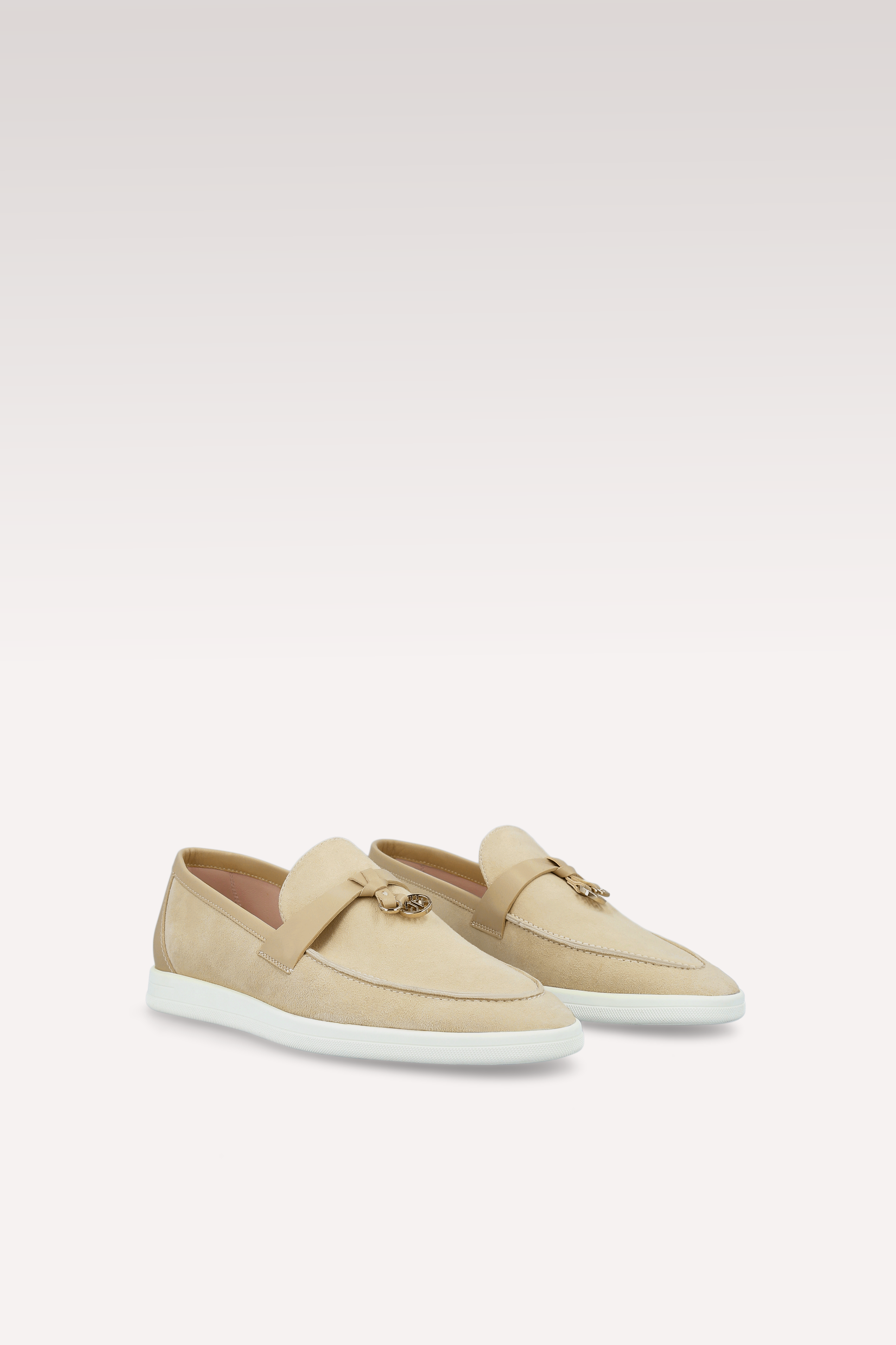 PRIVE NUDE SUEDE AND LEATHER LOAFERS