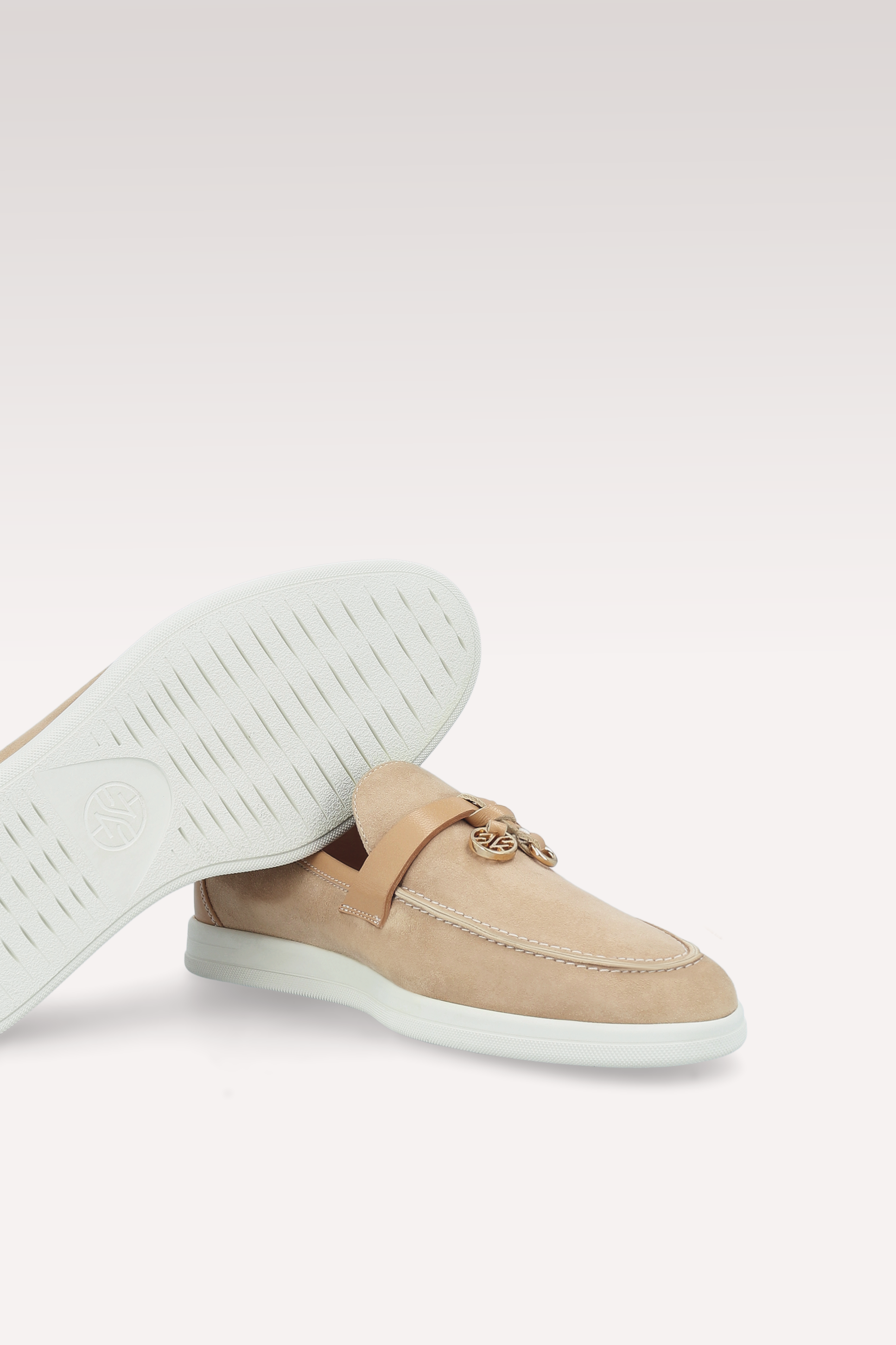 PRIVE NUDE SUEDE AND LEATHER LOAFERS