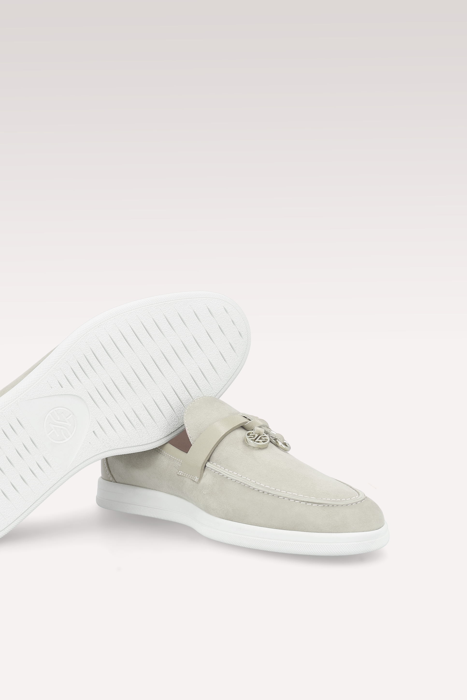 PRIVE OFF WHITE SUEDE AND LEATHER LOAFERS