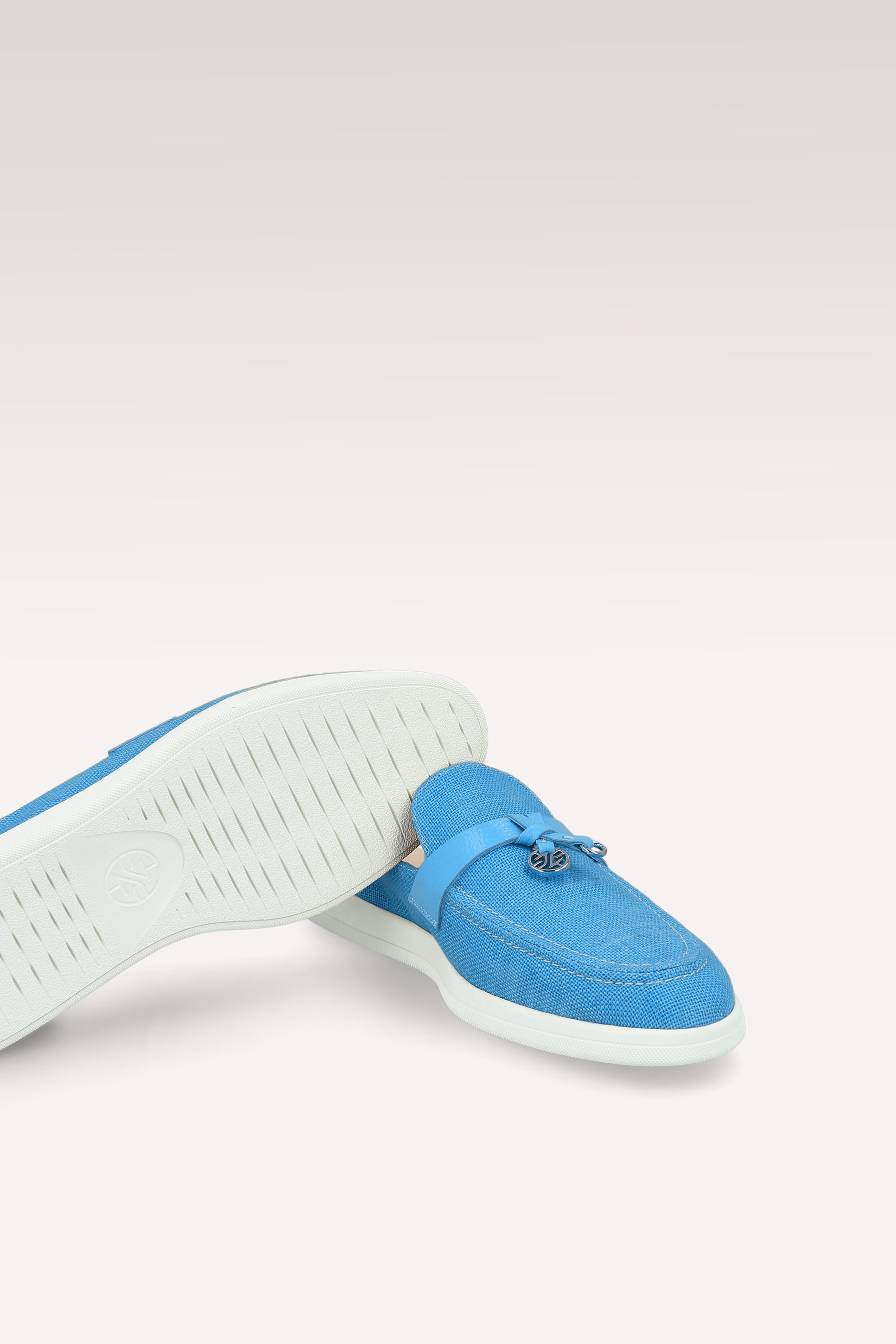 ECLAT BLUE LINEN MULES