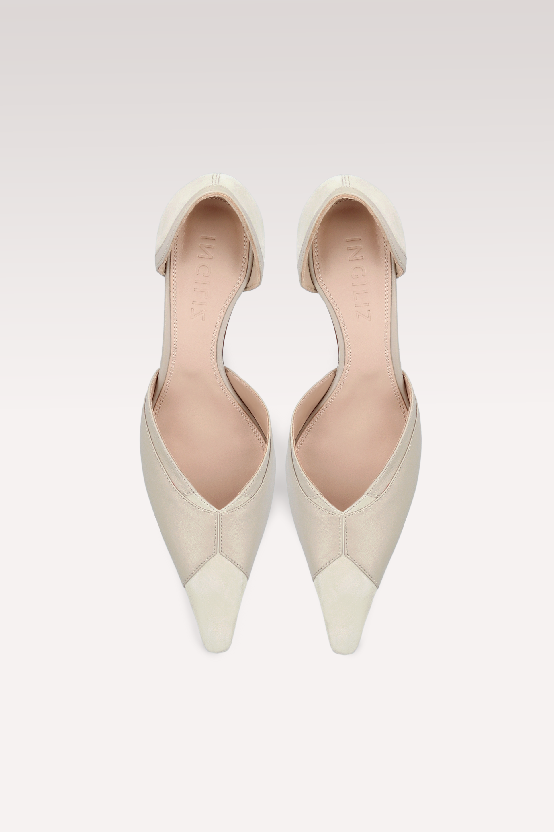 Décolleté MERYL in suede e pelle bianco sporco