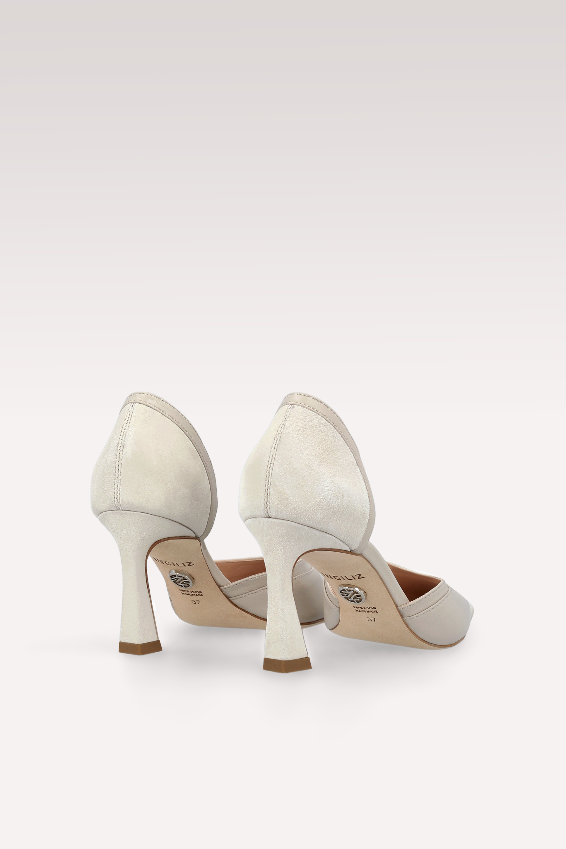 Décolleté MERYL in suede e pelle bianco sporco