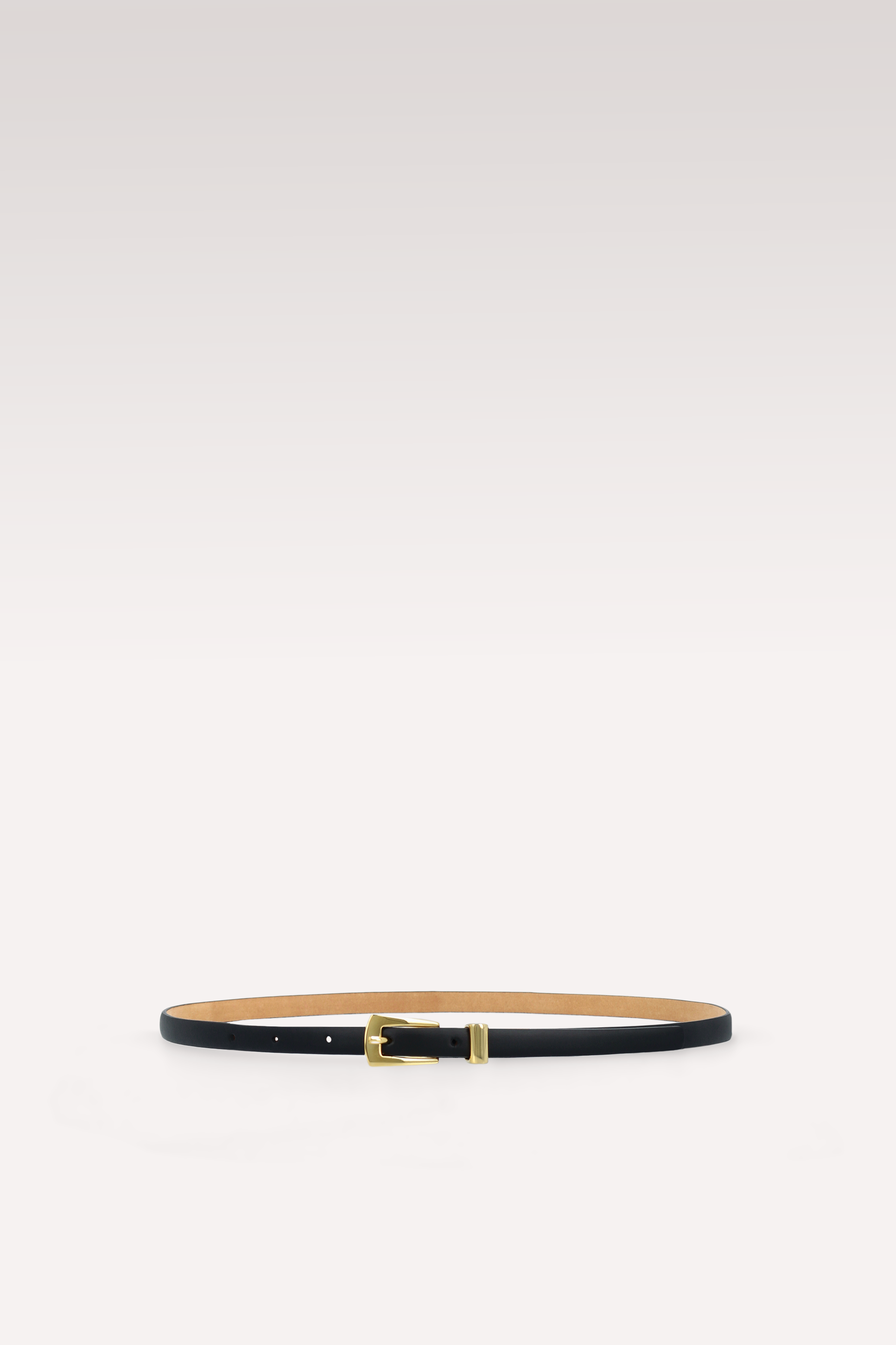 Cintura RENATA 10 MM con fibbia dorata e pelle nera