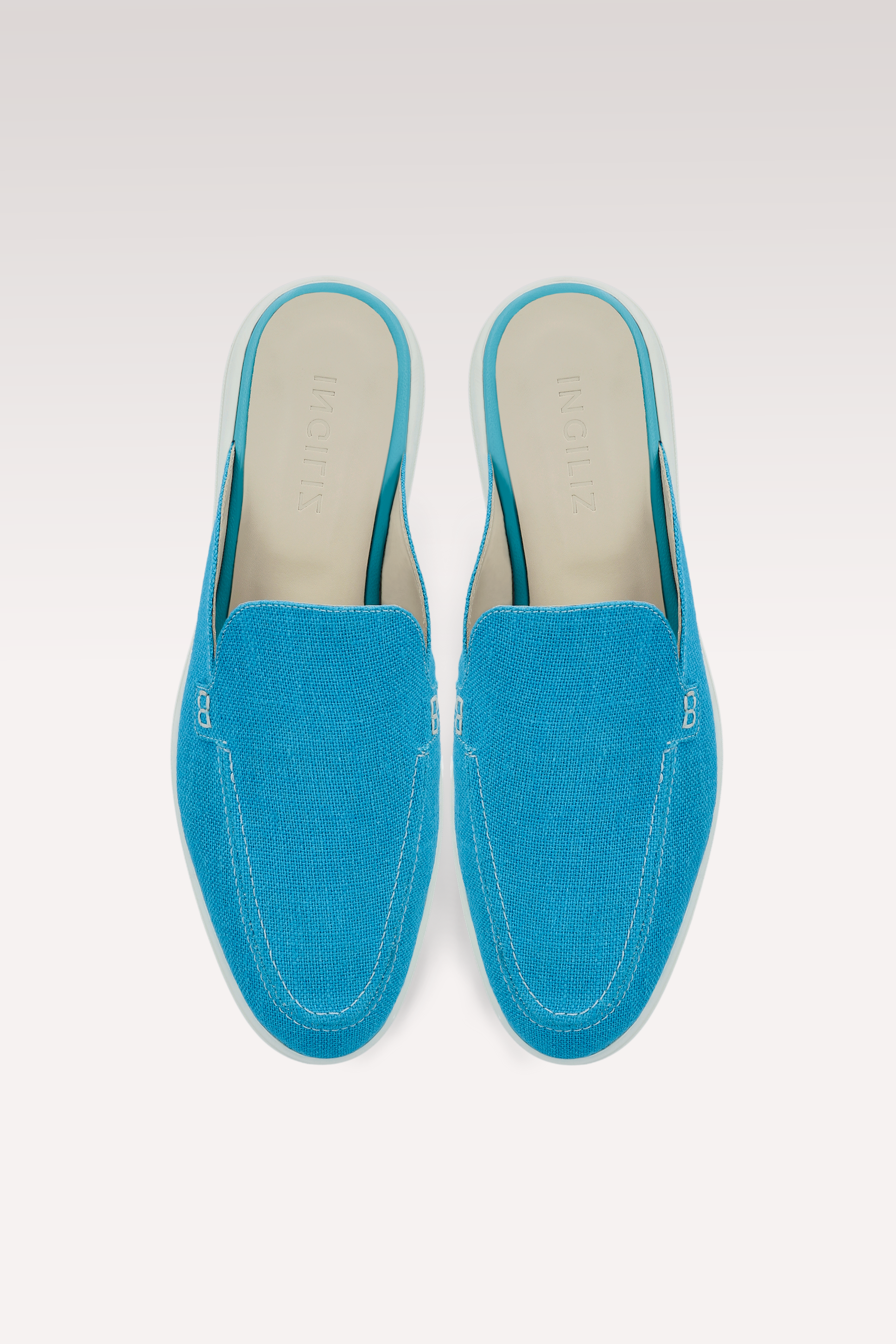 MONZA BLUE LINEN MULES