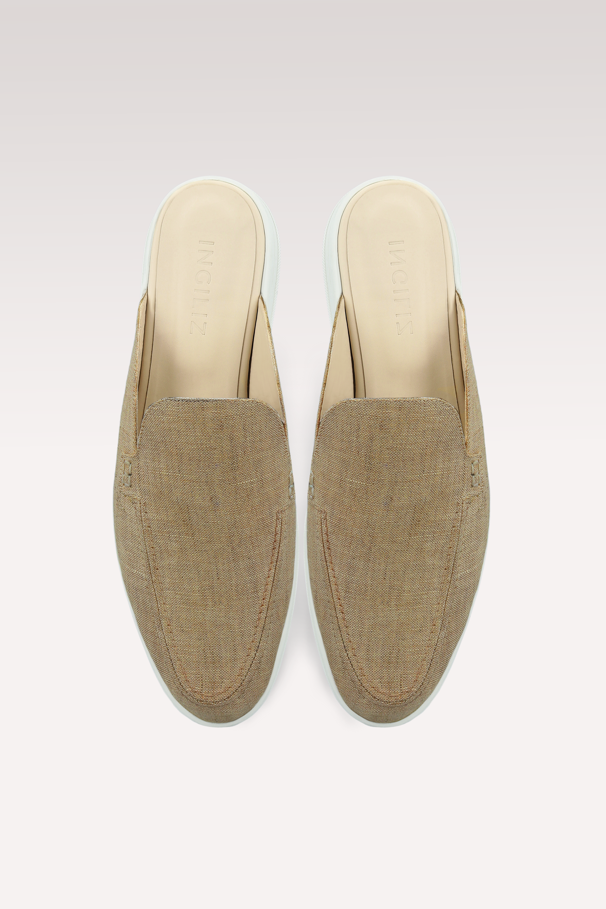 MONZA TAUPE LINEN MULES