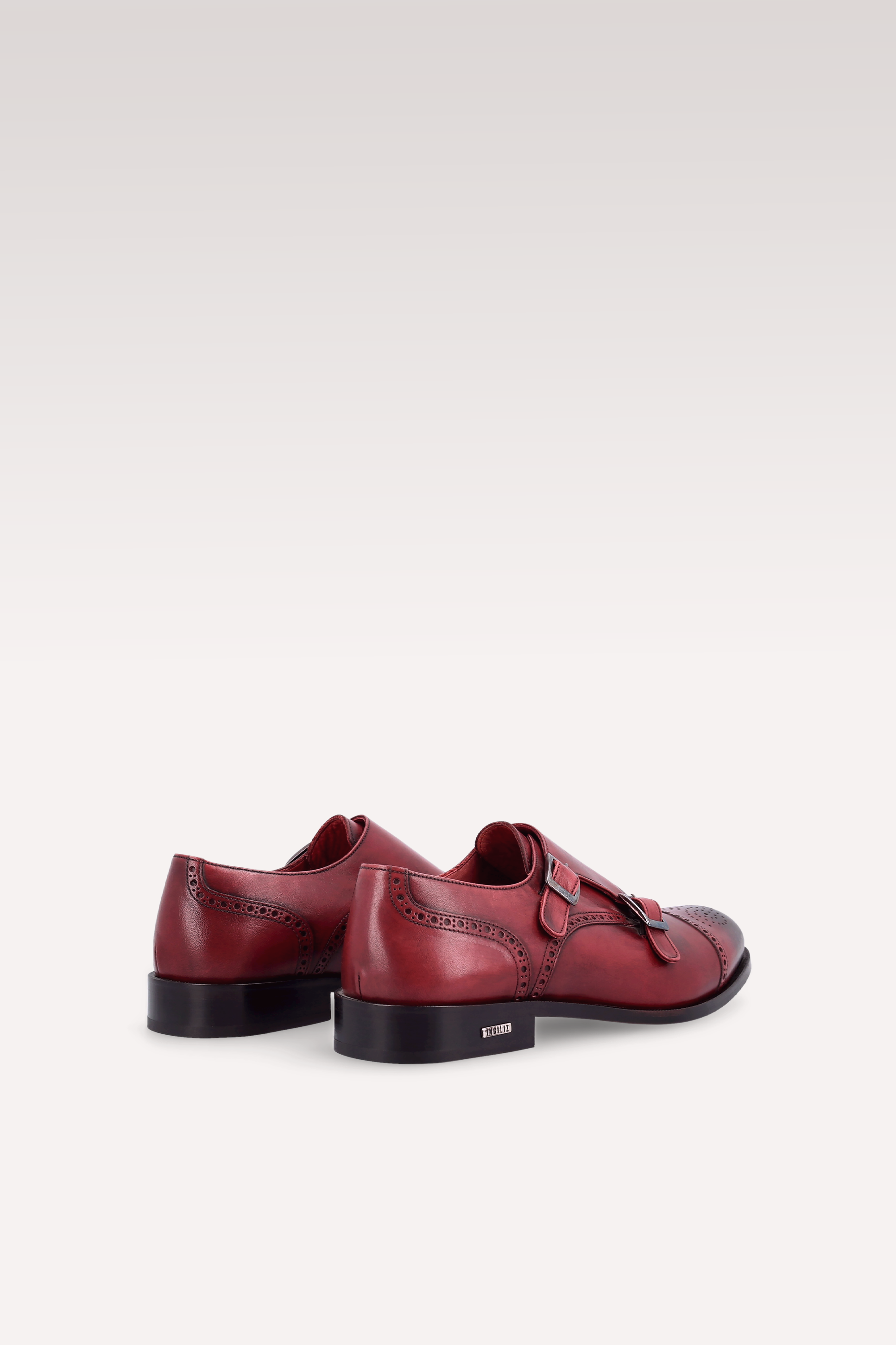 TRENTO 01 BORDEAUX LEATHER MONK STRAP SHOES