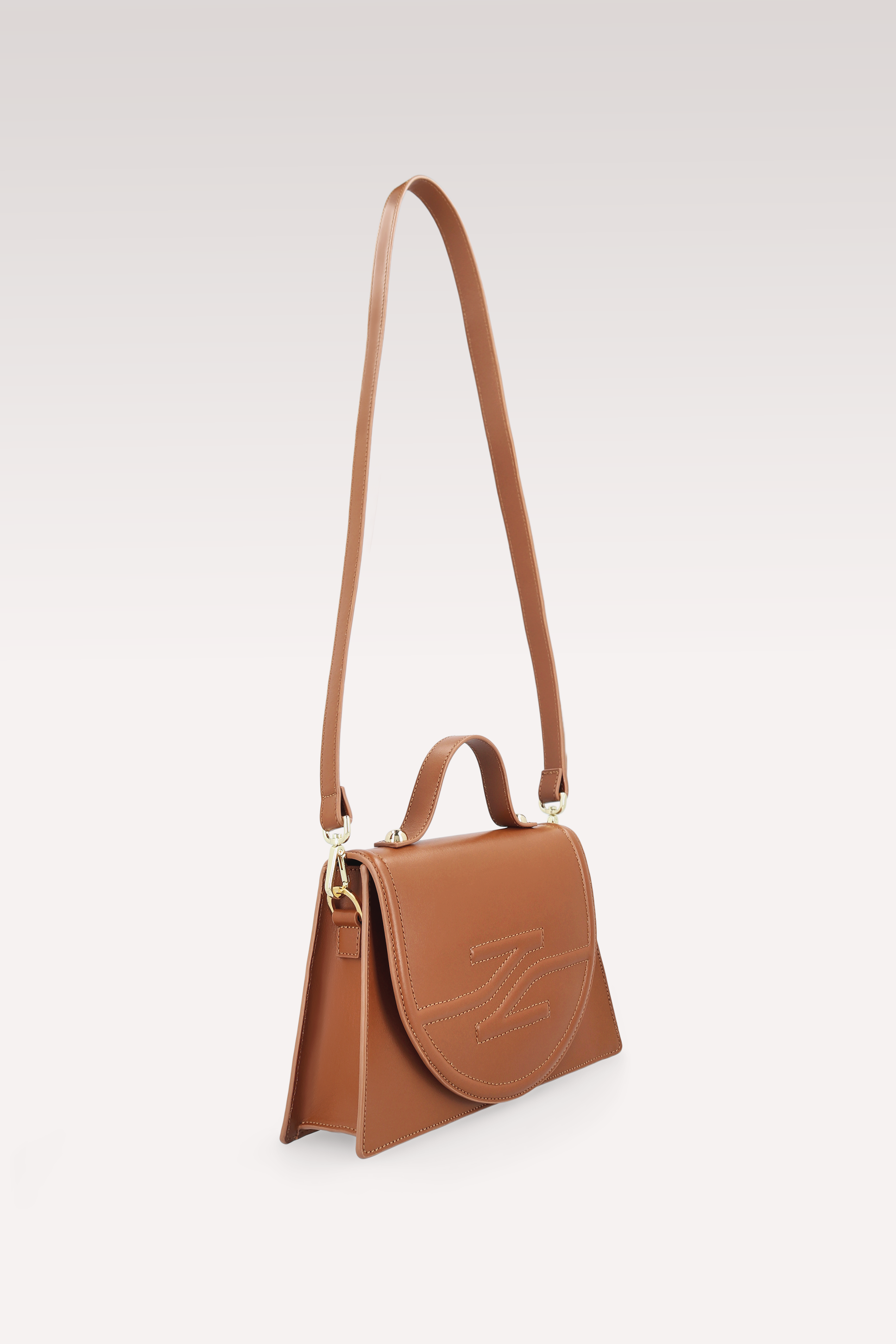 CINDY MOK 02 BROWN STITCH LEATHER PLATFORM PUMPS AND COLETTE CROSSBODY BAG