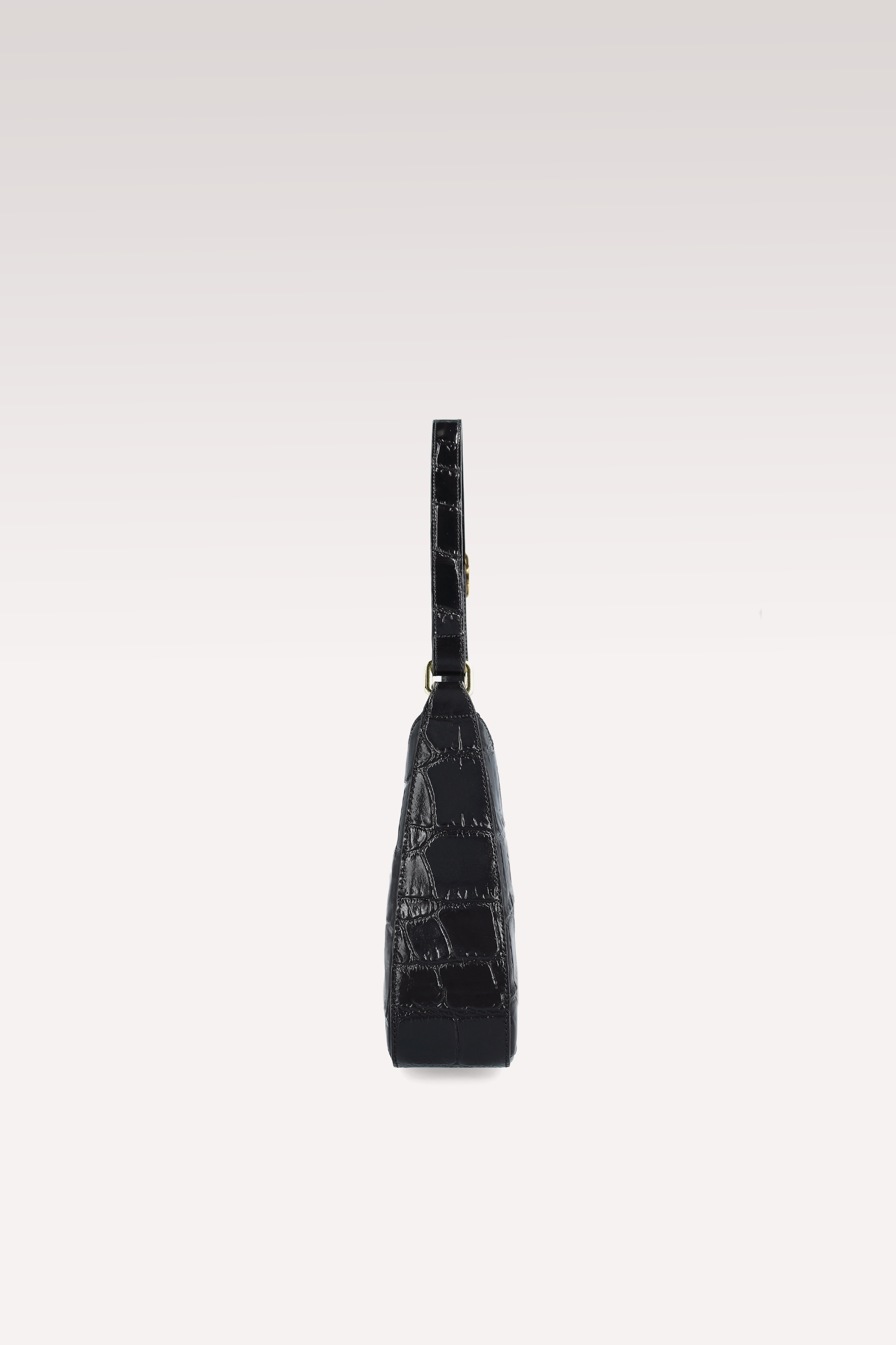 DALIA BLACK COCCO EMBOSSED LEATHER SHOULDER BAG