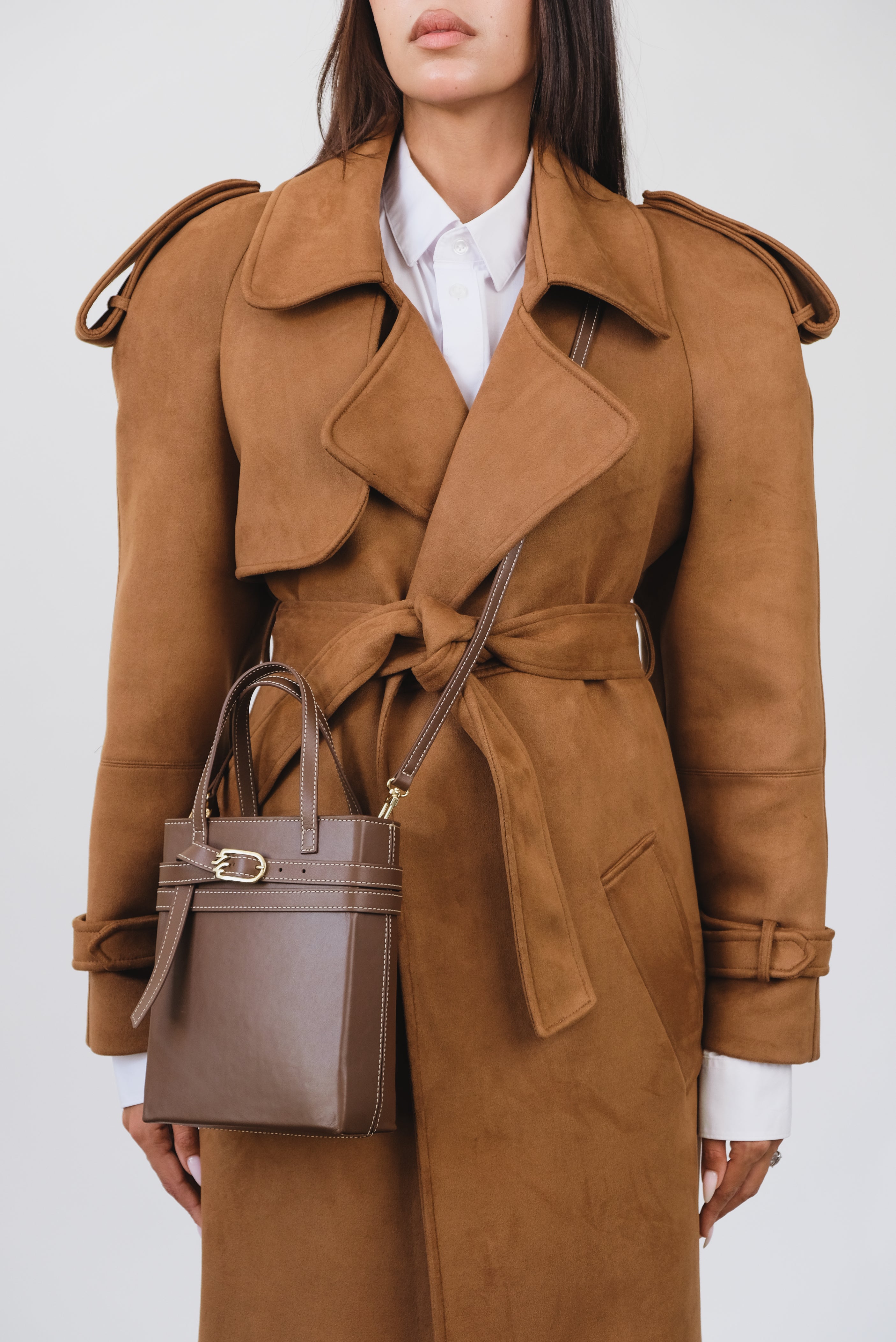 CARRIE CHESTNUT NAPPA LEATHER CROSSBODY BAG