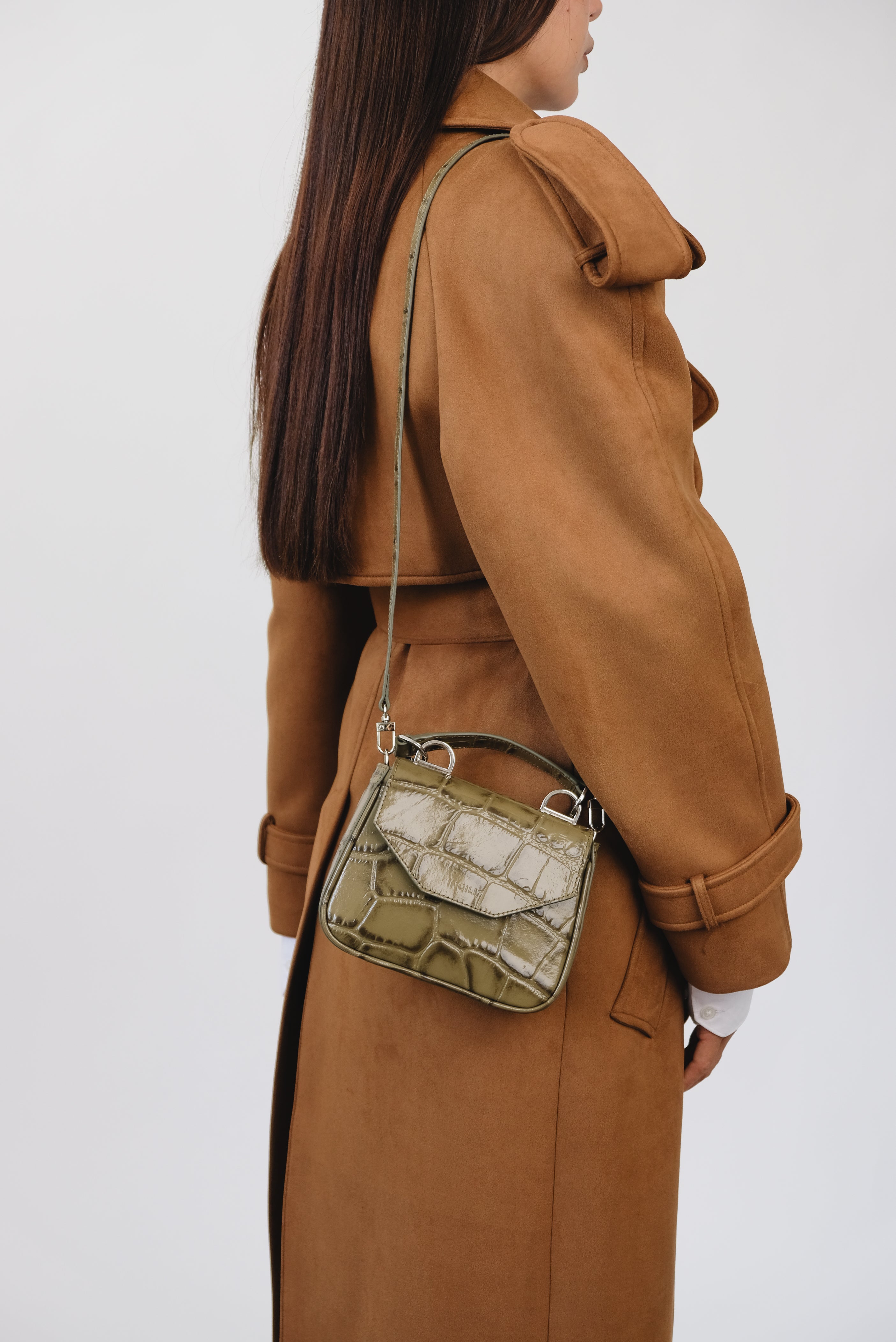 BORSA MINI MILLY OLIVE IN PELLE STAMPATA COCCO