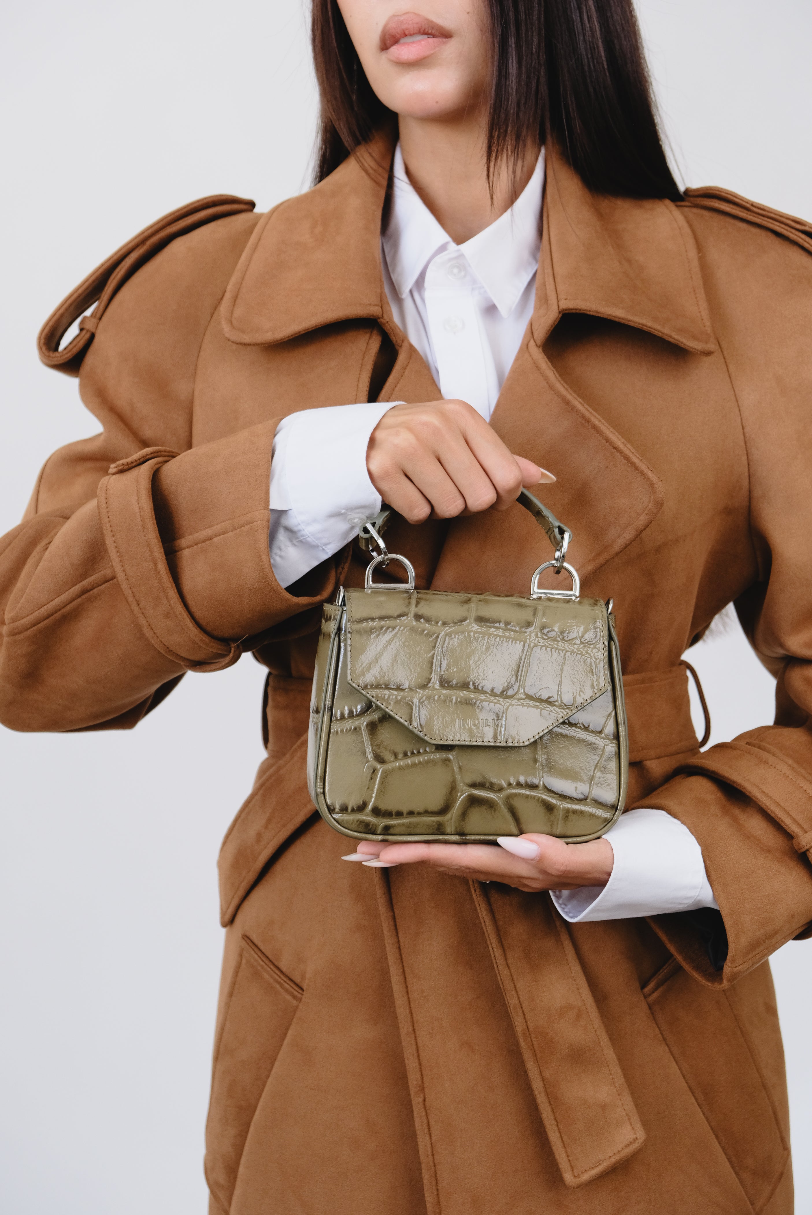 BORSA MINI MILLY OLIVE IN PELLE STAMPATA COCCO