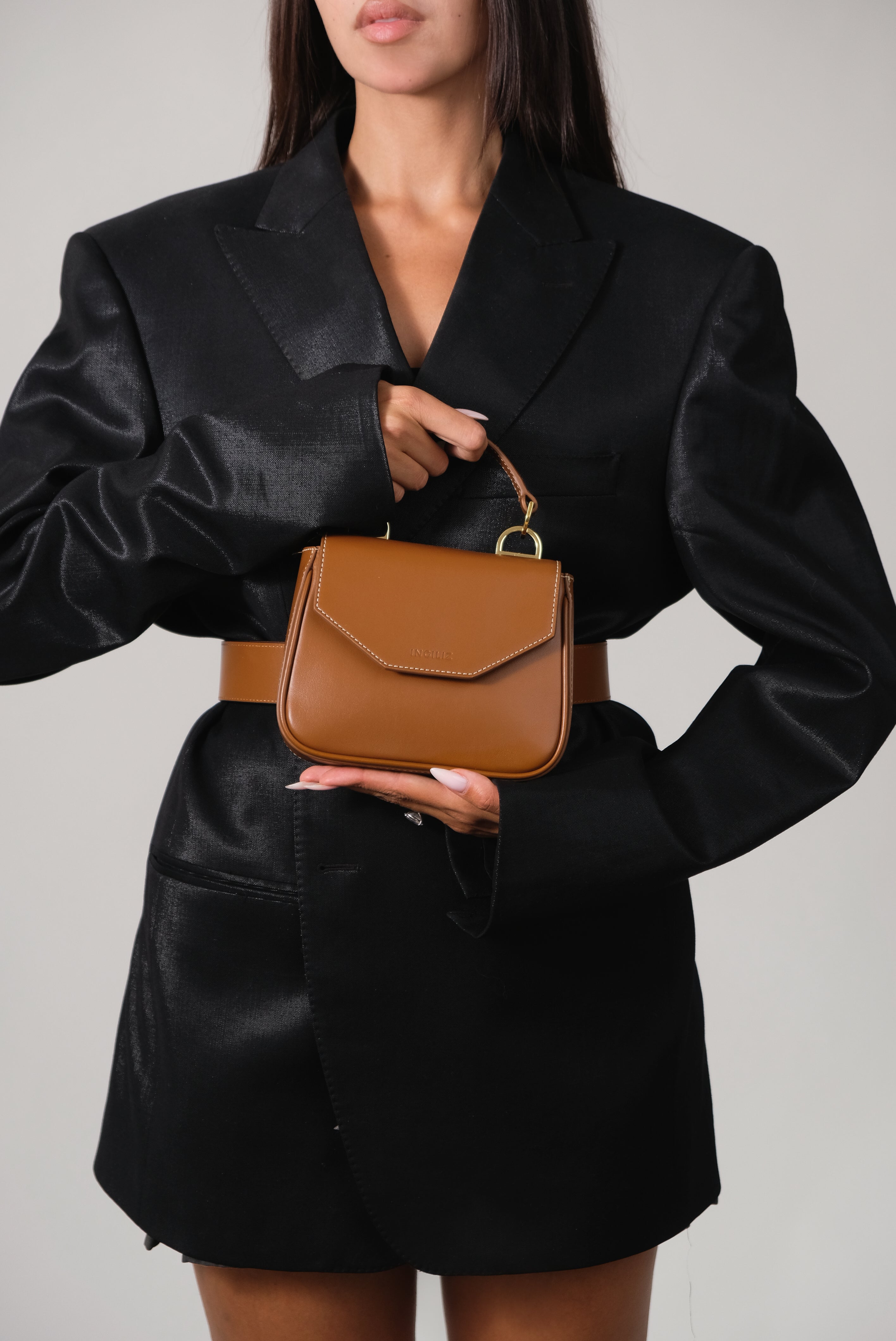 MINI BORSA MILLY IN PELLE NAPPA MARRONE