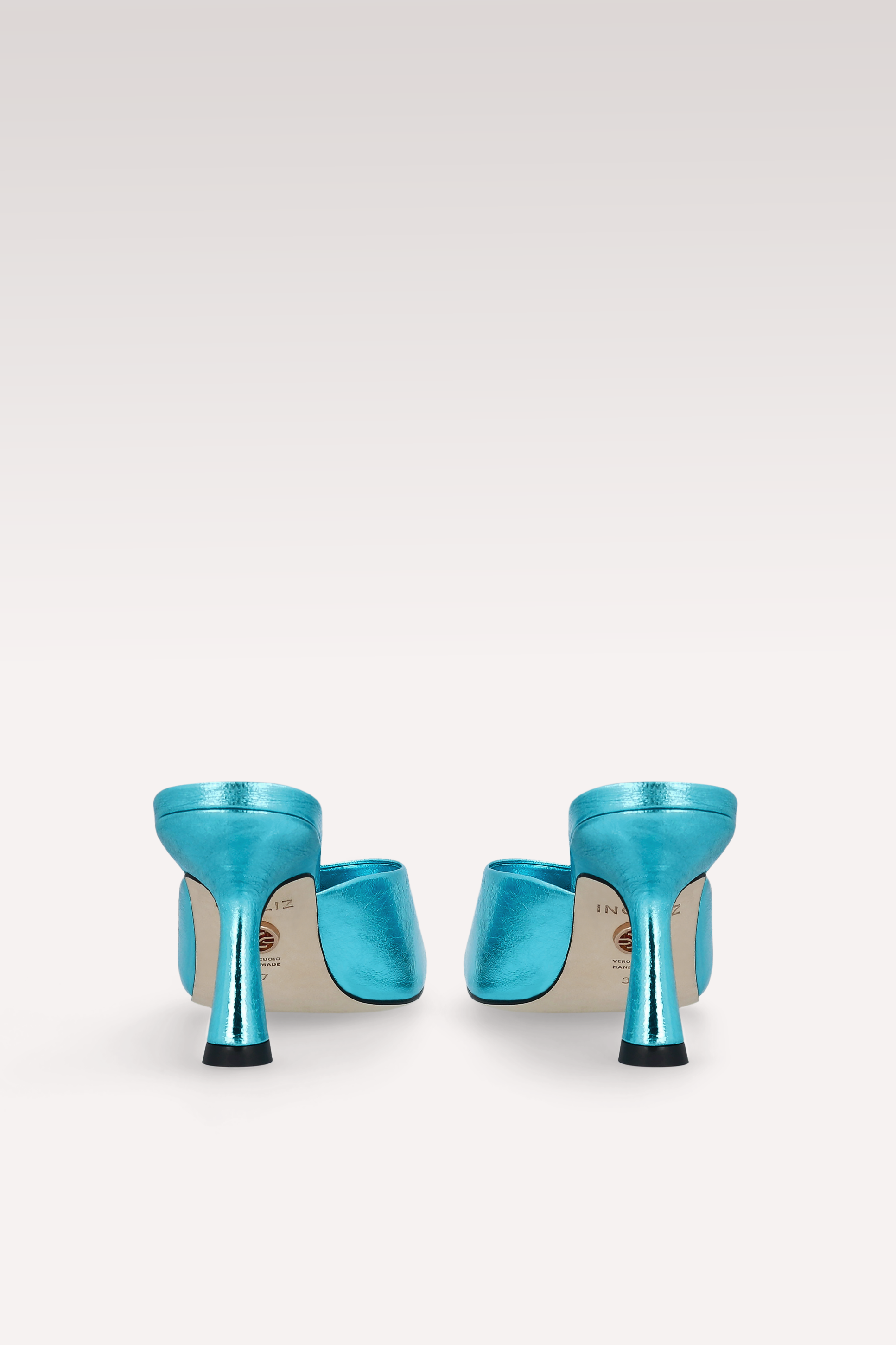 MULES IN PELLE METALLIZZATA BLU RENY