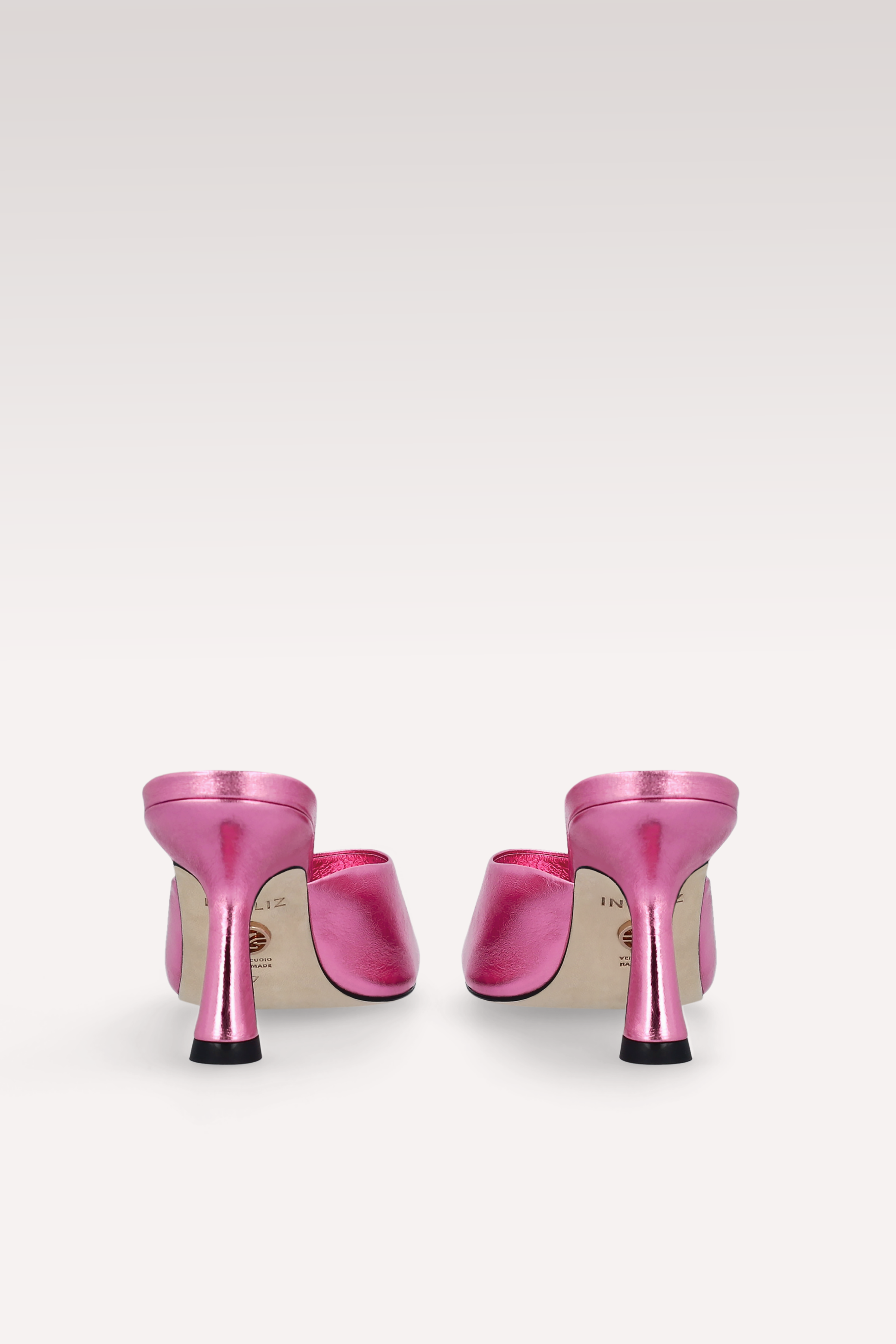 MULES IN PELLE METALLIZZATA ROSA RENY