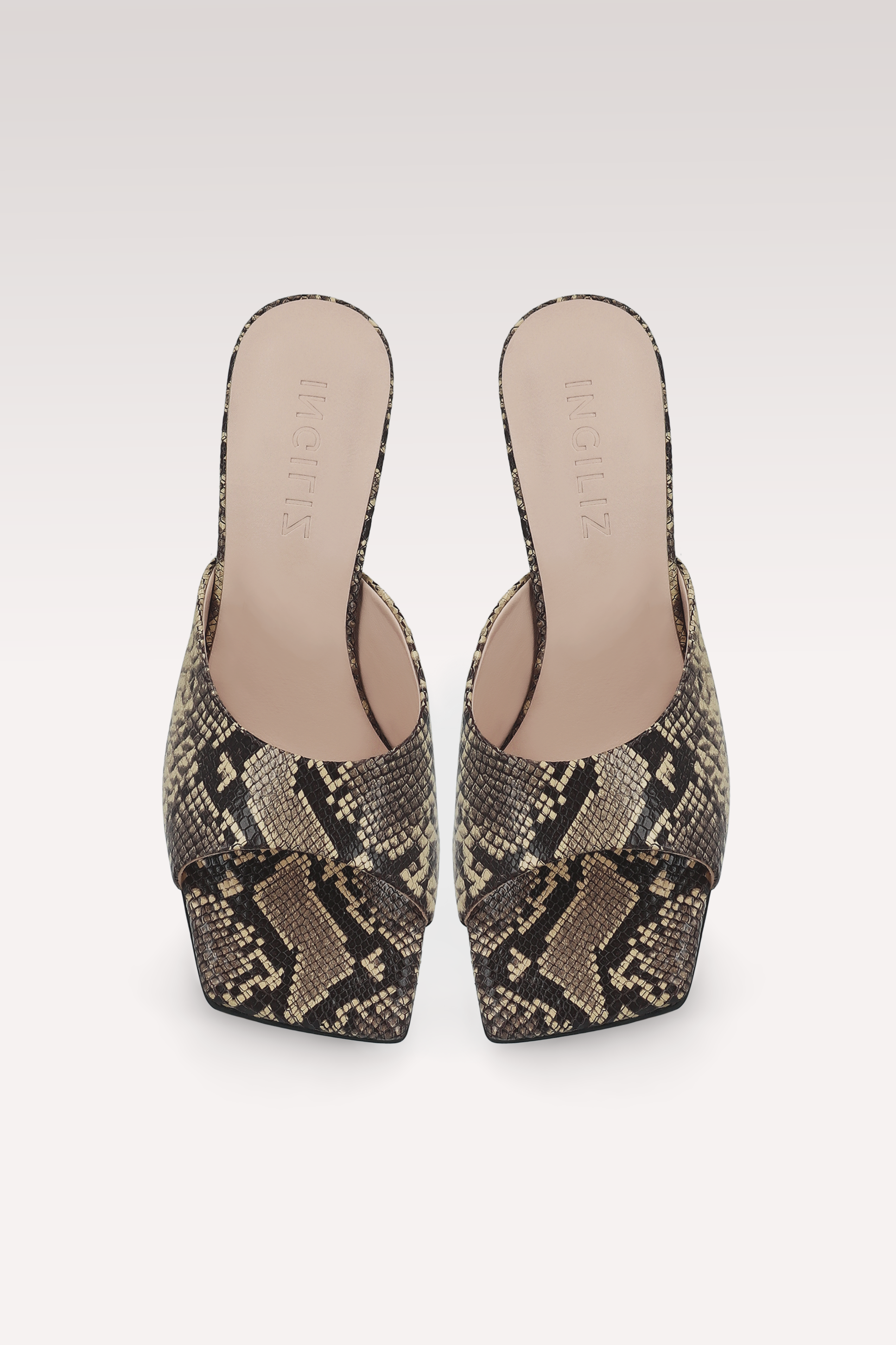 RENY SAND PYTHON PRINTED LEATHER MULES