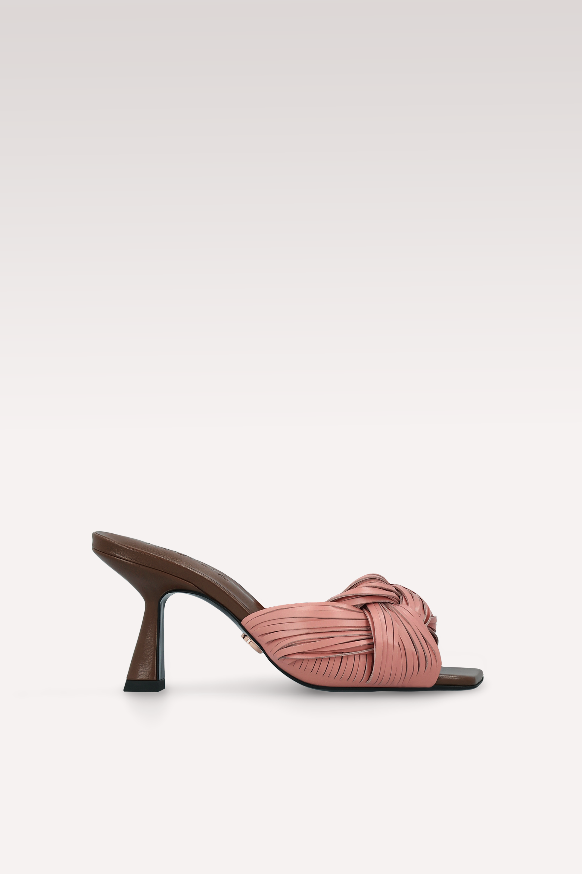 REESE DUSTY ROSE PINK AND CHOCOLATE BROWN LEATHER MULES