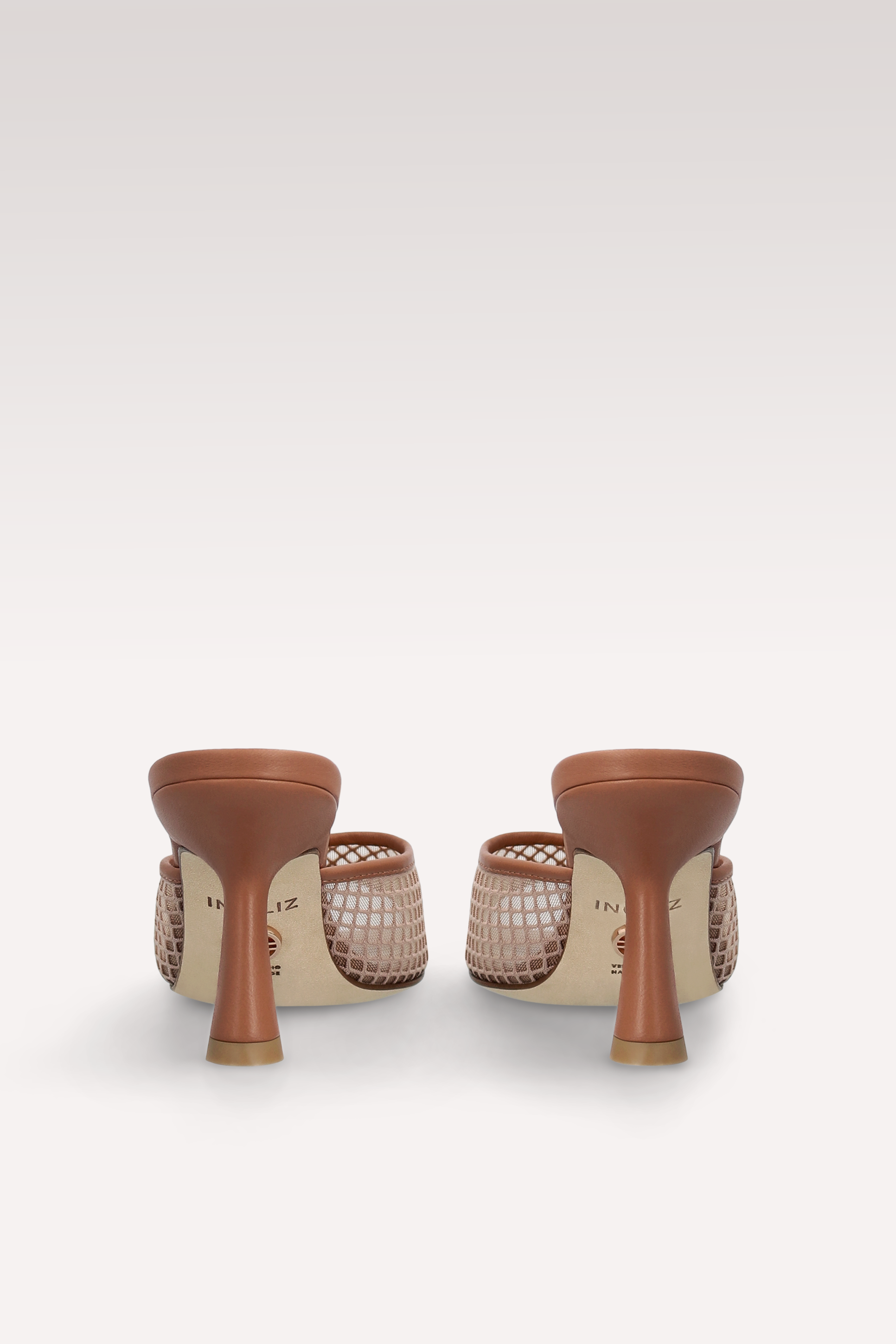 MULES REY IN PELLE E RETE MARRONE