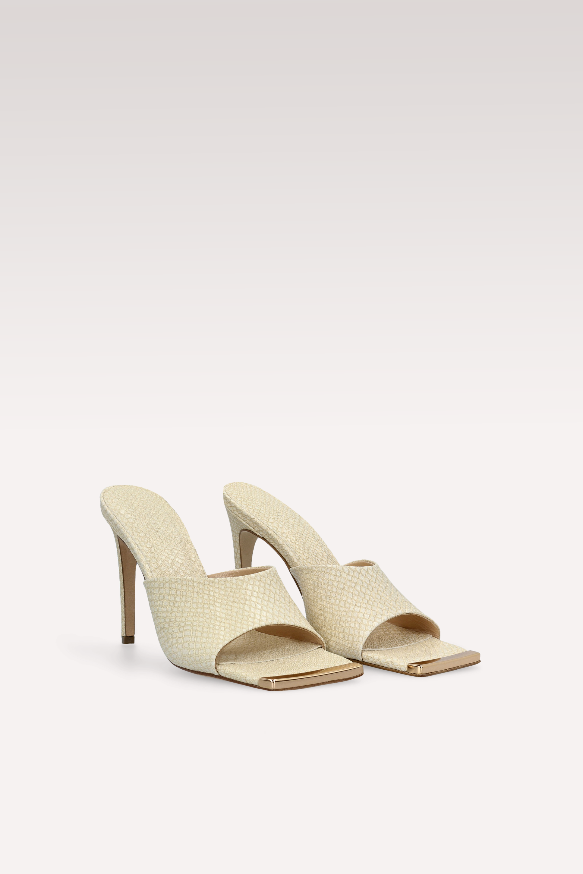 KALINA 05 OFF-WHITE LIZZARD EMBOSSED LEATHER MULES