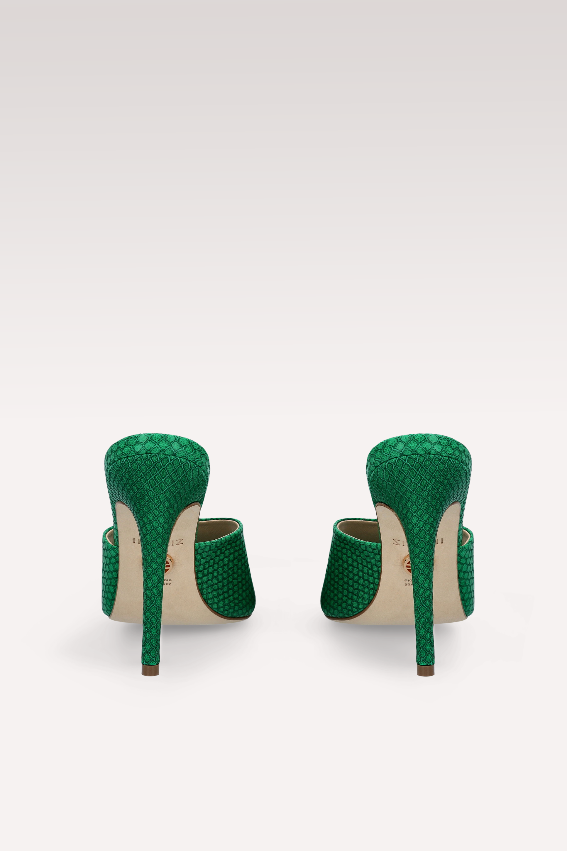 KALINA 05 GREEN LIZZARD EMBOSSED LEATHER MULES