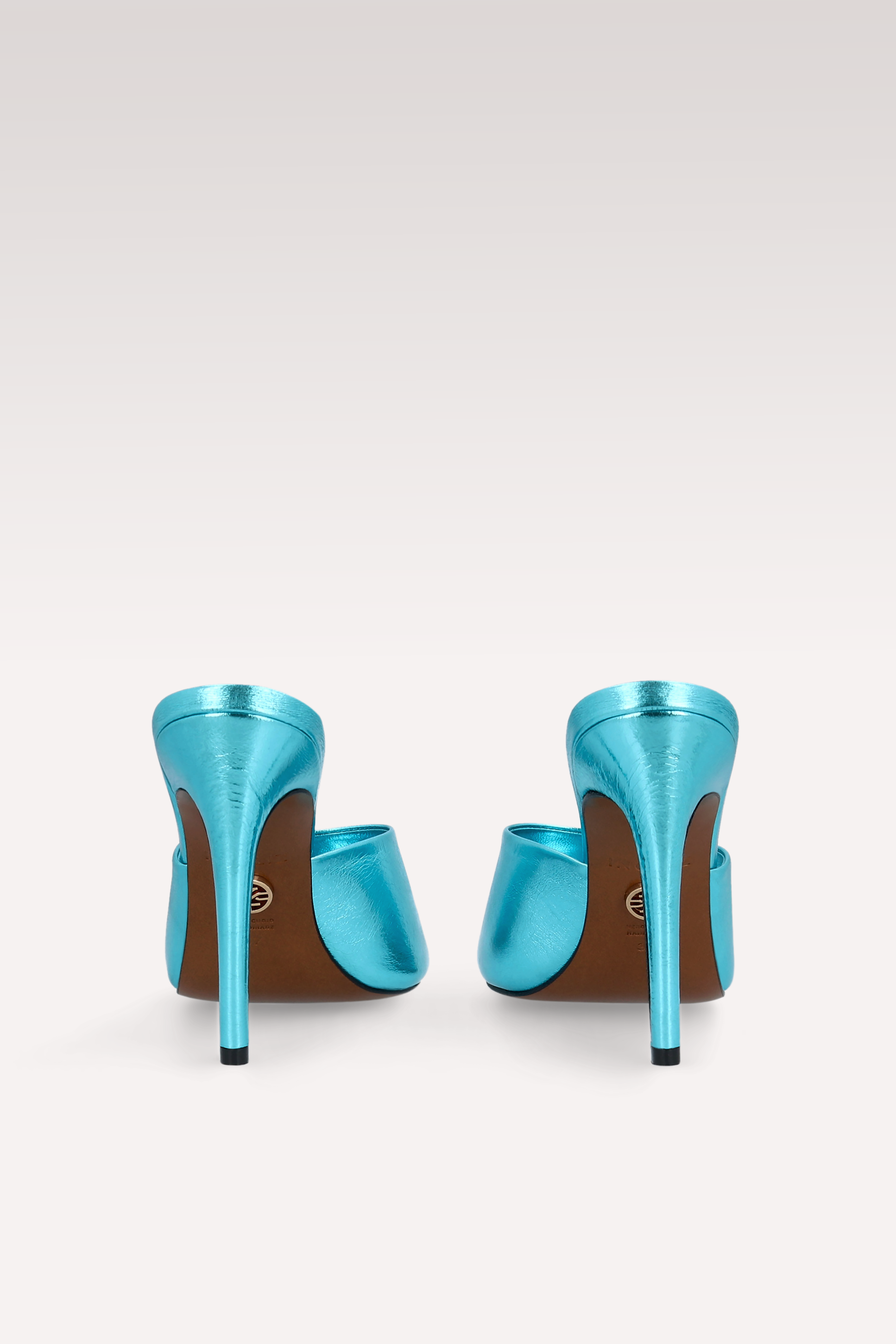 KALINA AQUAMARINE METALLIC LEATHER MULES
