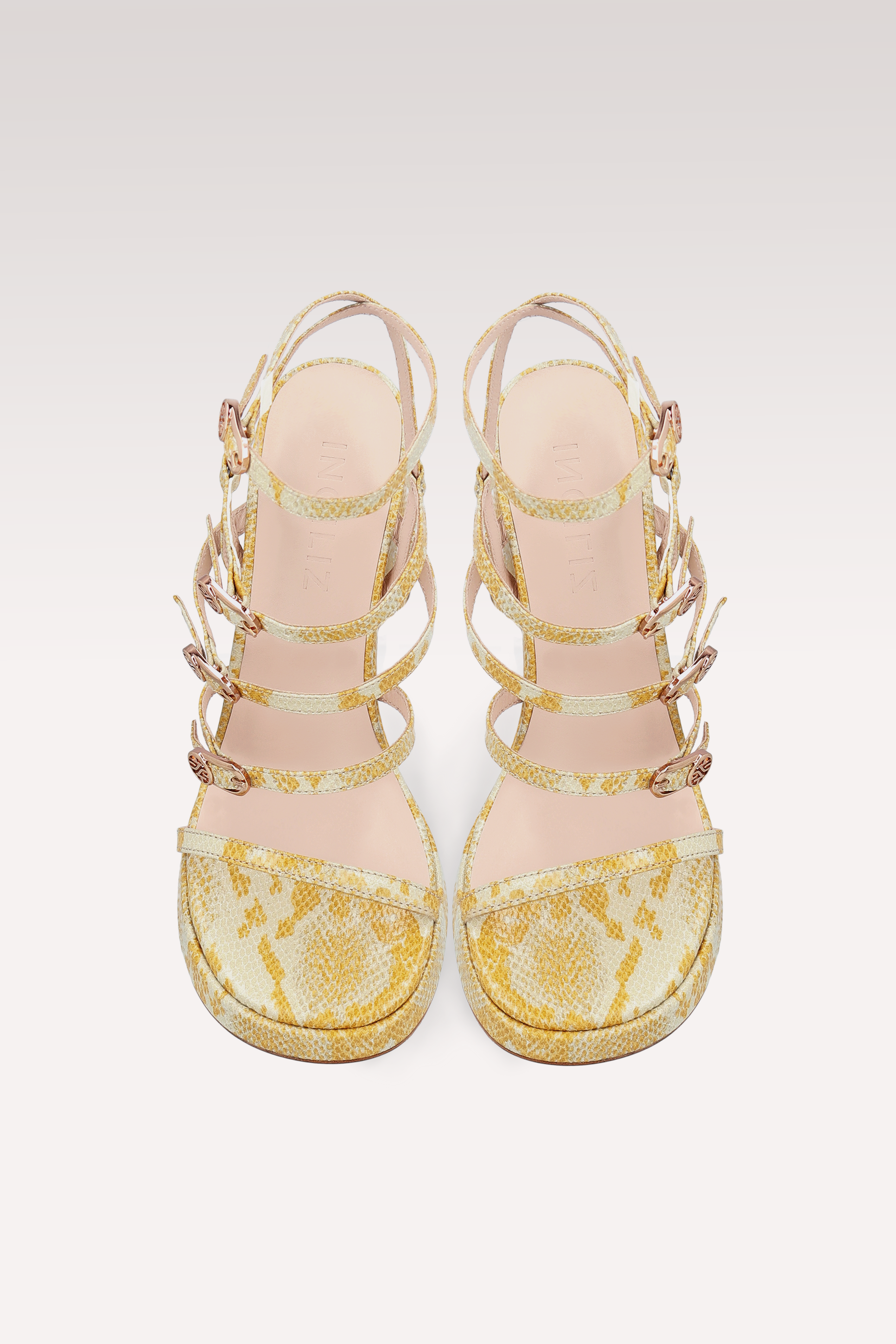 RITA YELLOW PRINT LEATHER PLATFORM SANDALS
