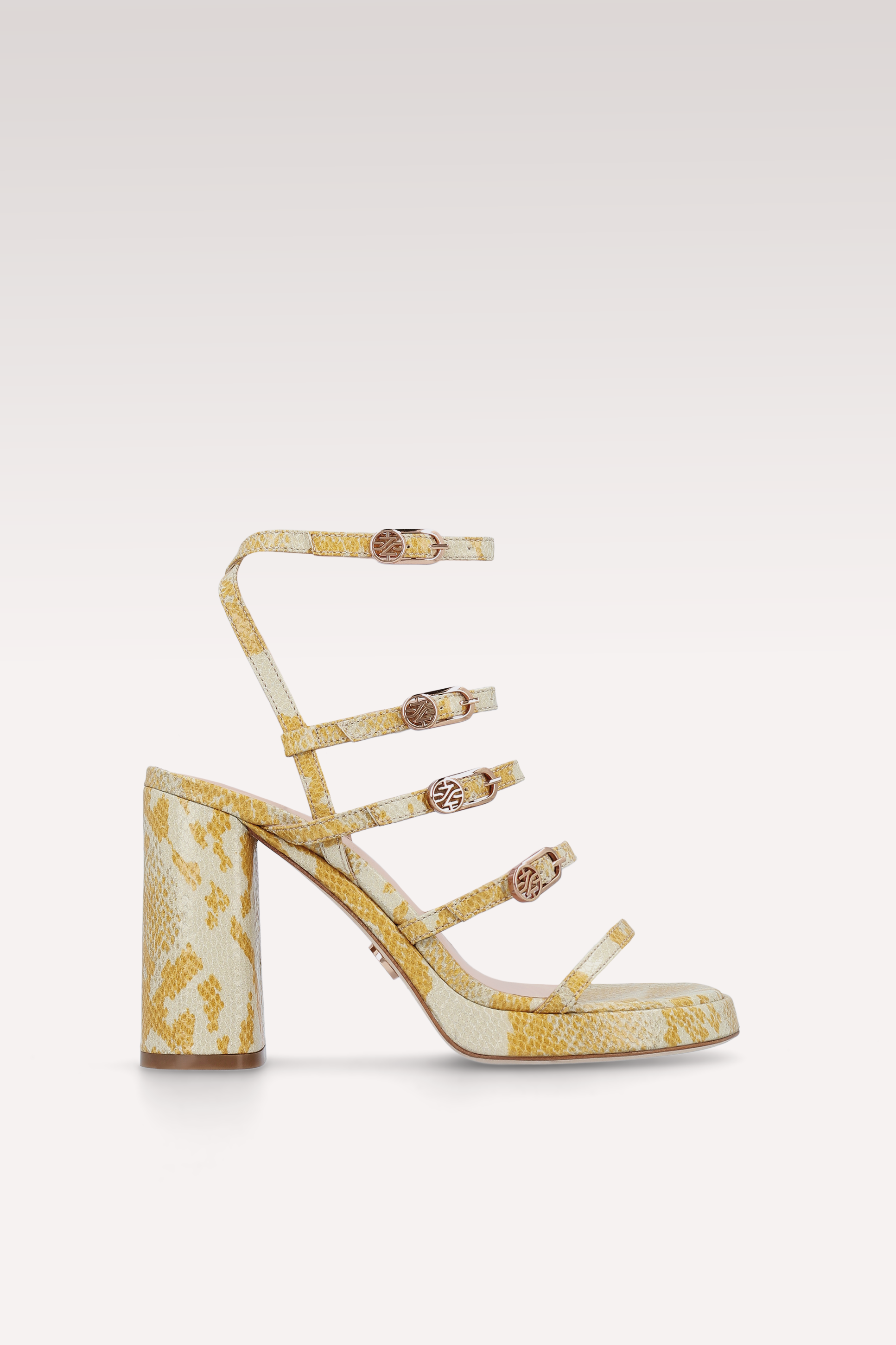 RITA YELLOW PRINT LEATHER PLATFORM SANDALS
