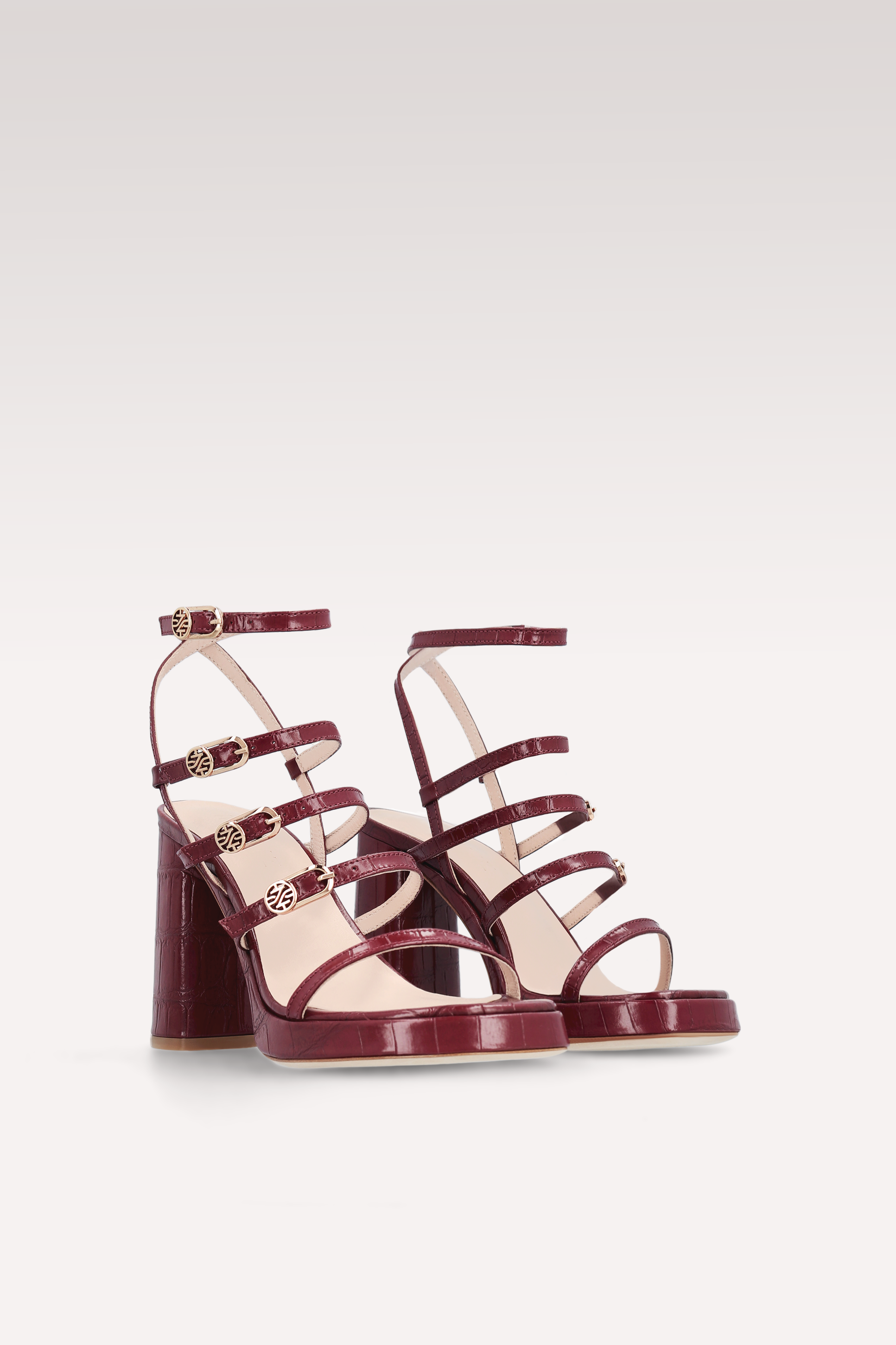 RITA BURGUNDY LEATHER PLATFORM SANDALS