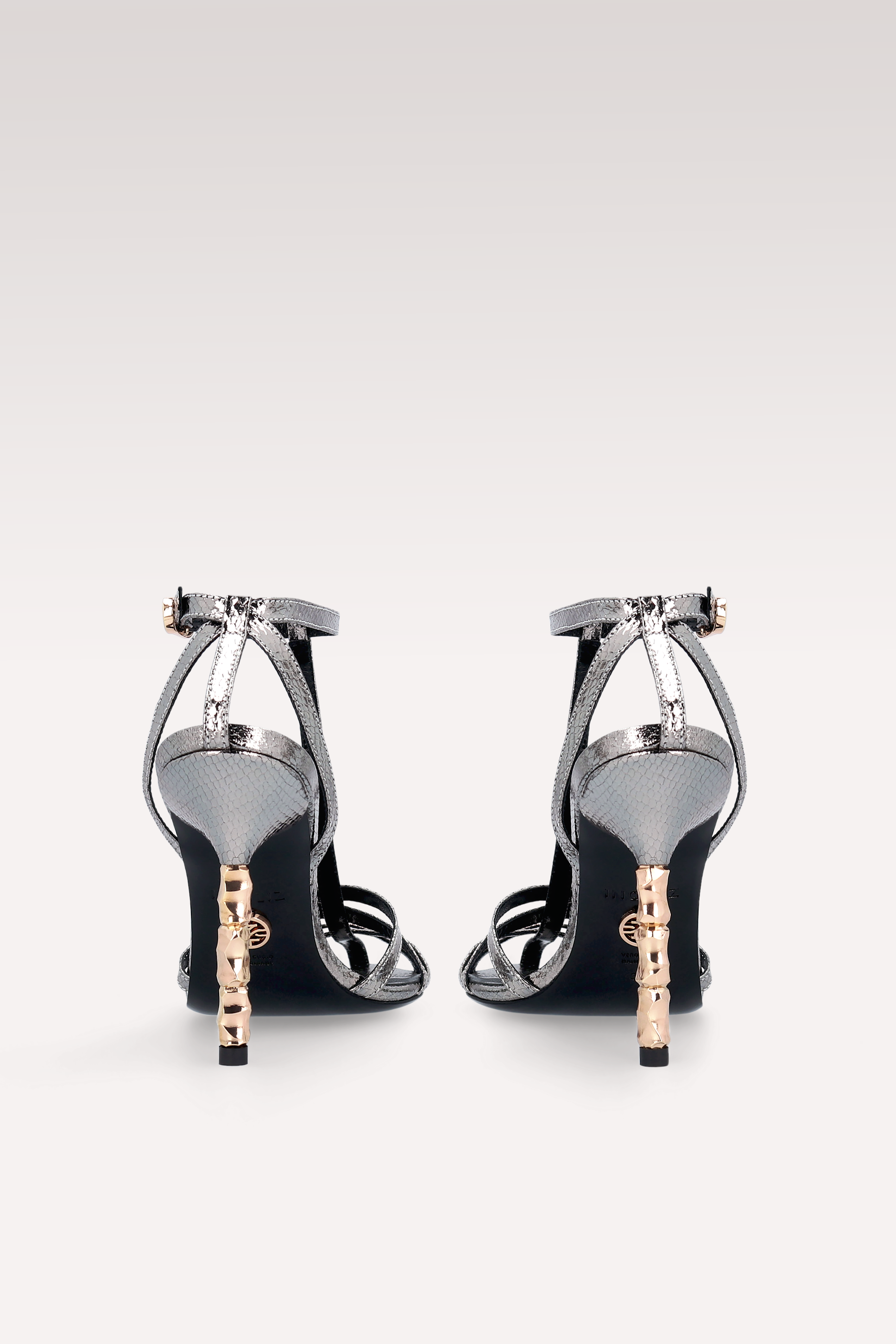 SANDALI IN PELLE ARGENTO SCURO SPECCHIATO ADA 100 VIPER