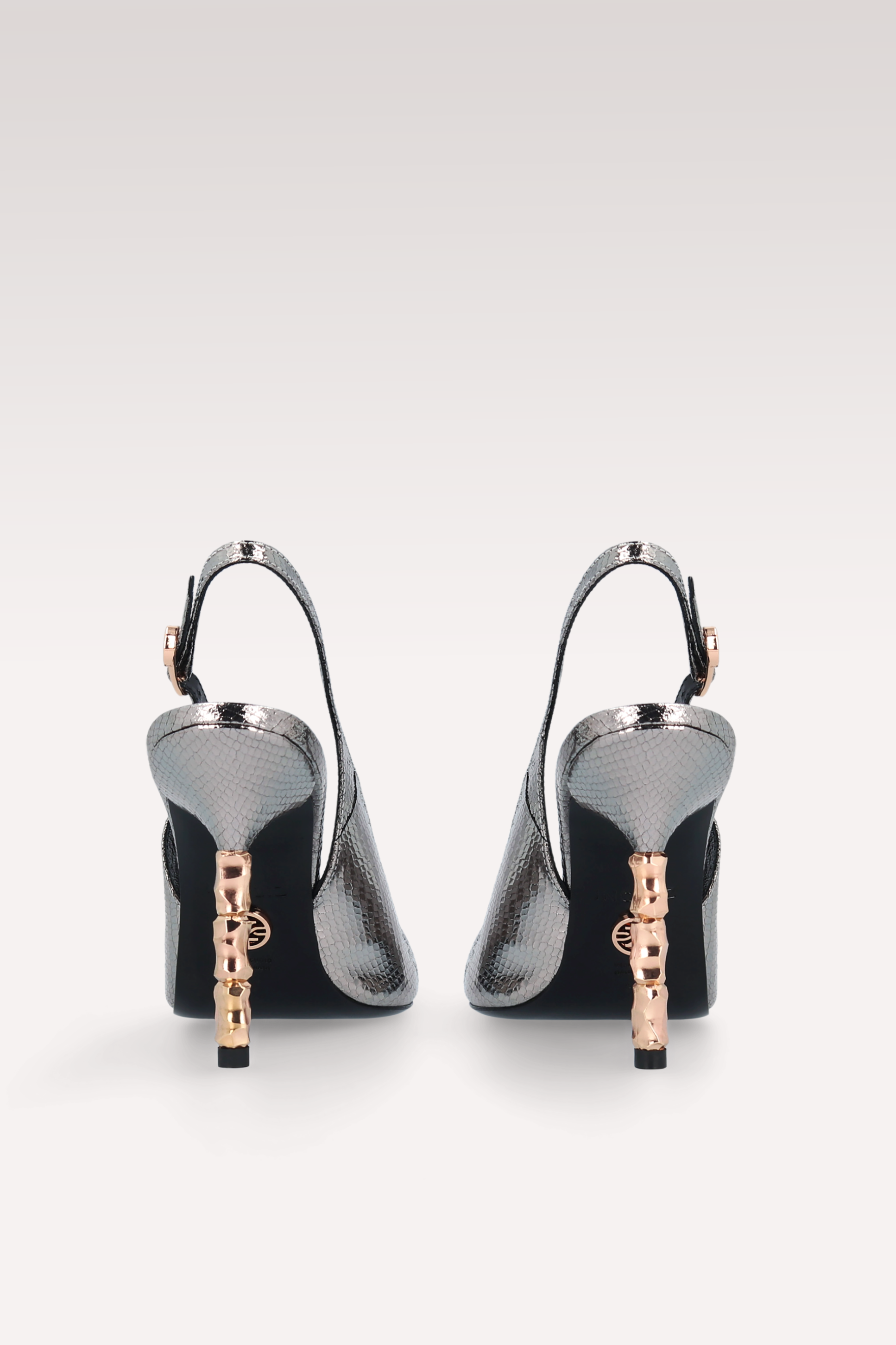 ASTRID 100 VIPER MIRROR DARK SILVER LEATHER PUMPS