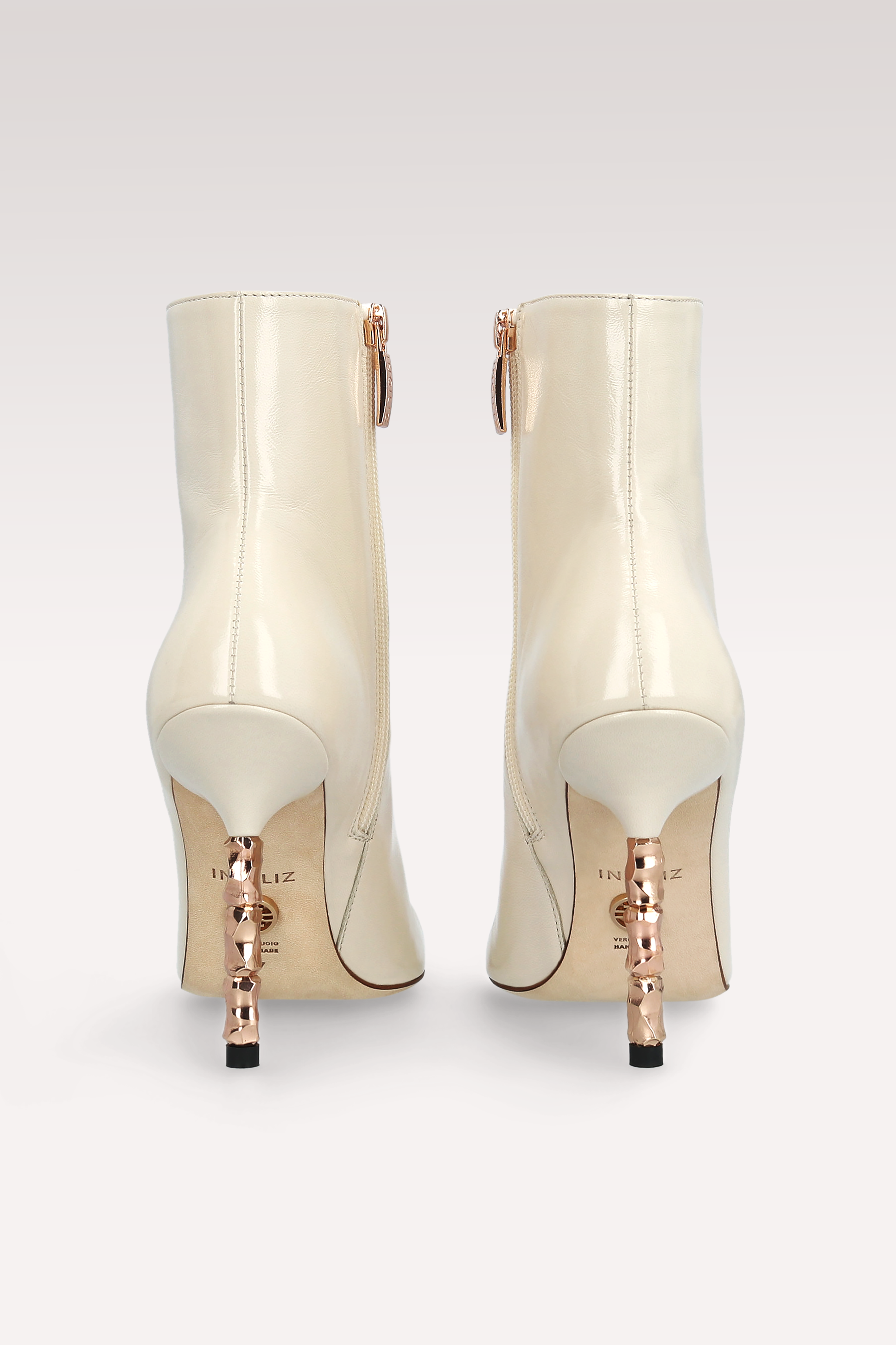 STIVALETTI ASTRID ZIP 01 IN PELLE BEIGE LUCIDA
