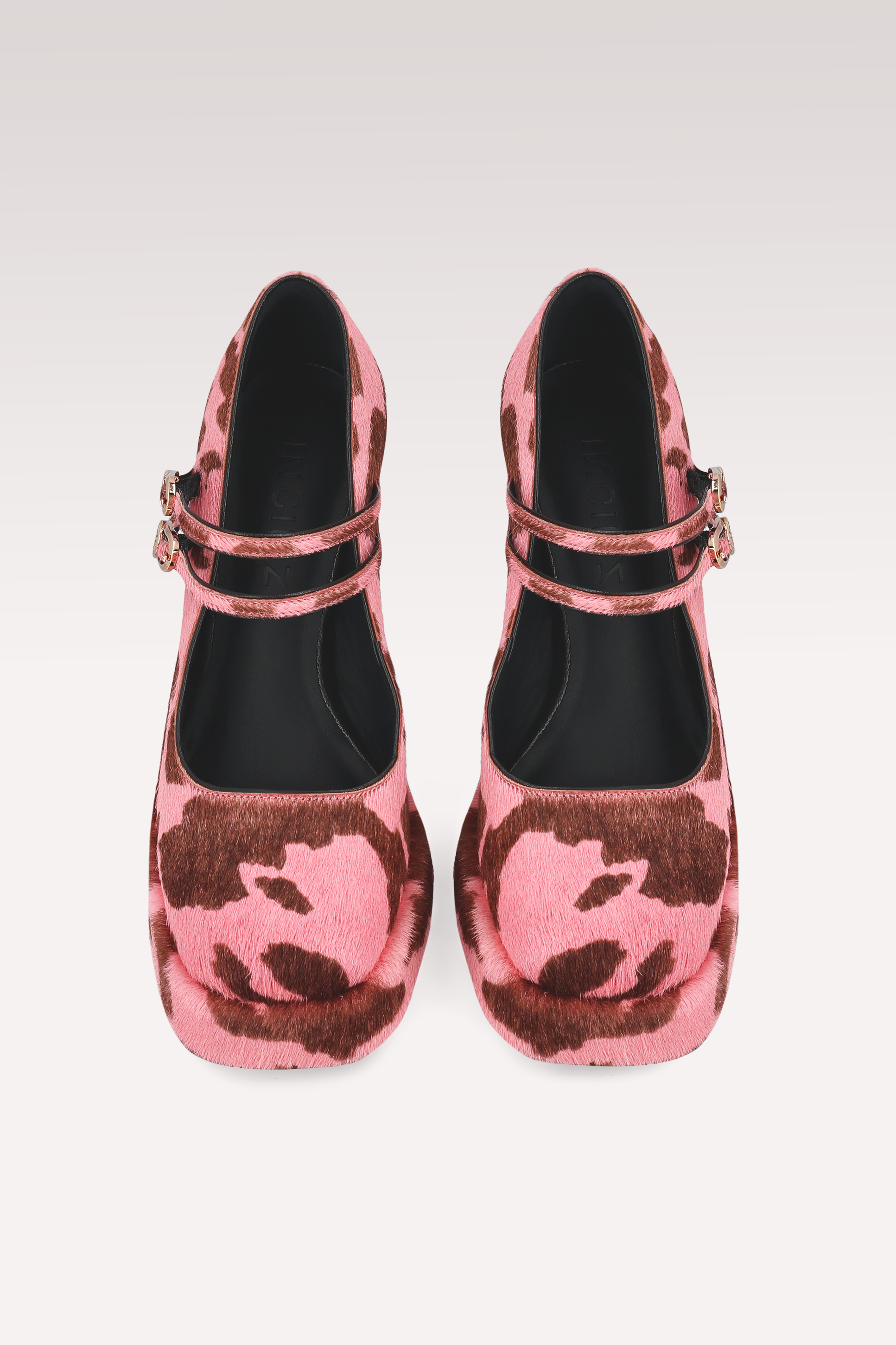 CINDY BEBE 01 DÉCOLLETÉ CON PLATEAU IN CAVALLO STAMPA MUCCA ROSA