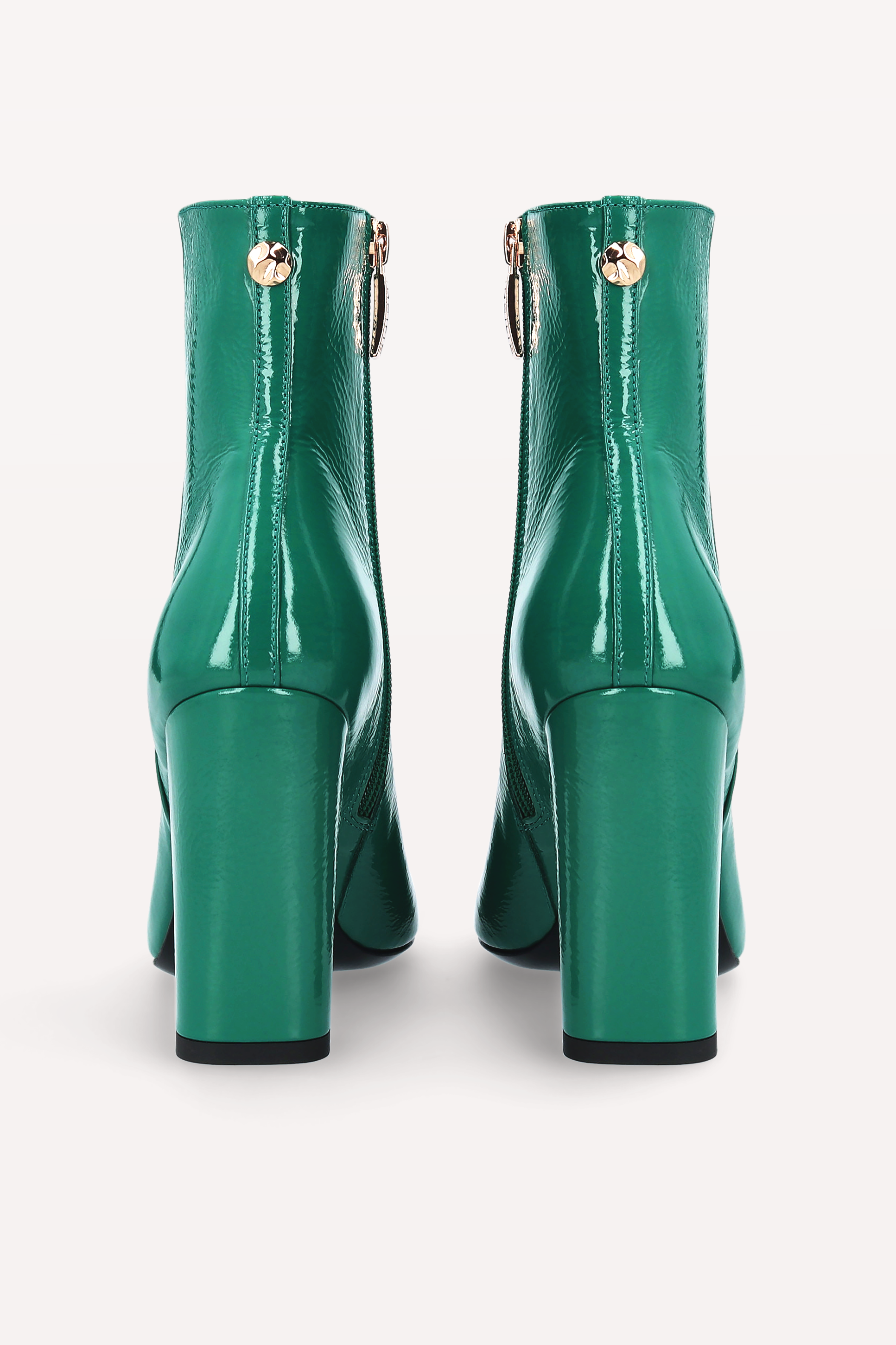 STIVALETTI IN VERNICE VERDE EFFETTO SCHIACCIATO DELMA ZIP 02